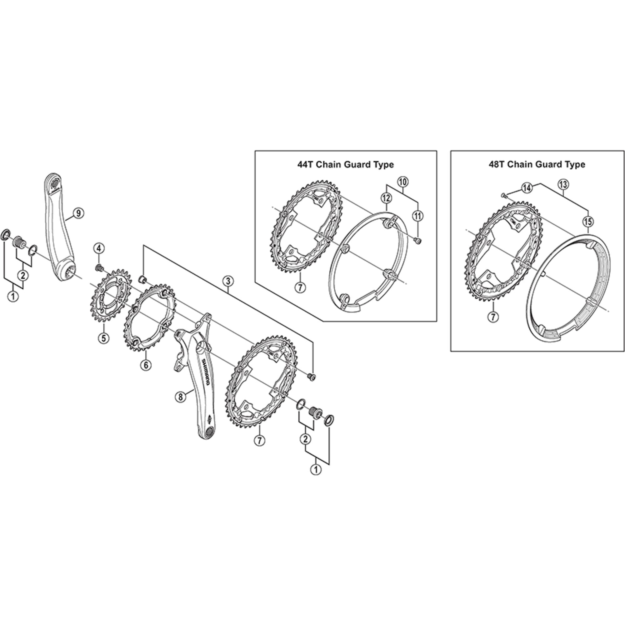 Shimano Spares 8 chain guard and fixing bolts for 48T