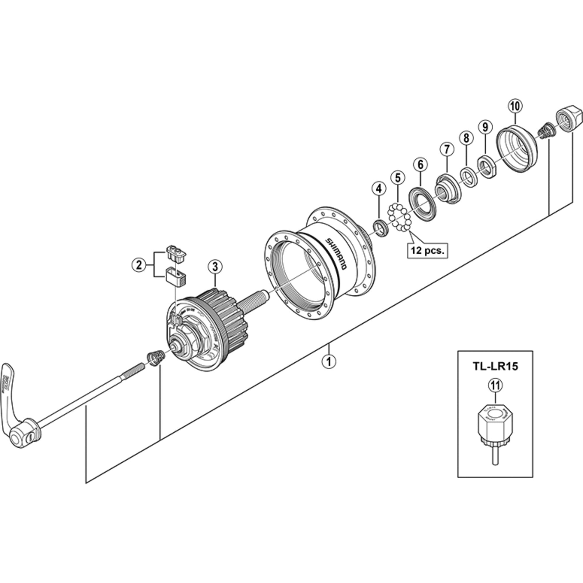 Shimano Spares 3D72 cone with dust cover M11 x 12.1 mm