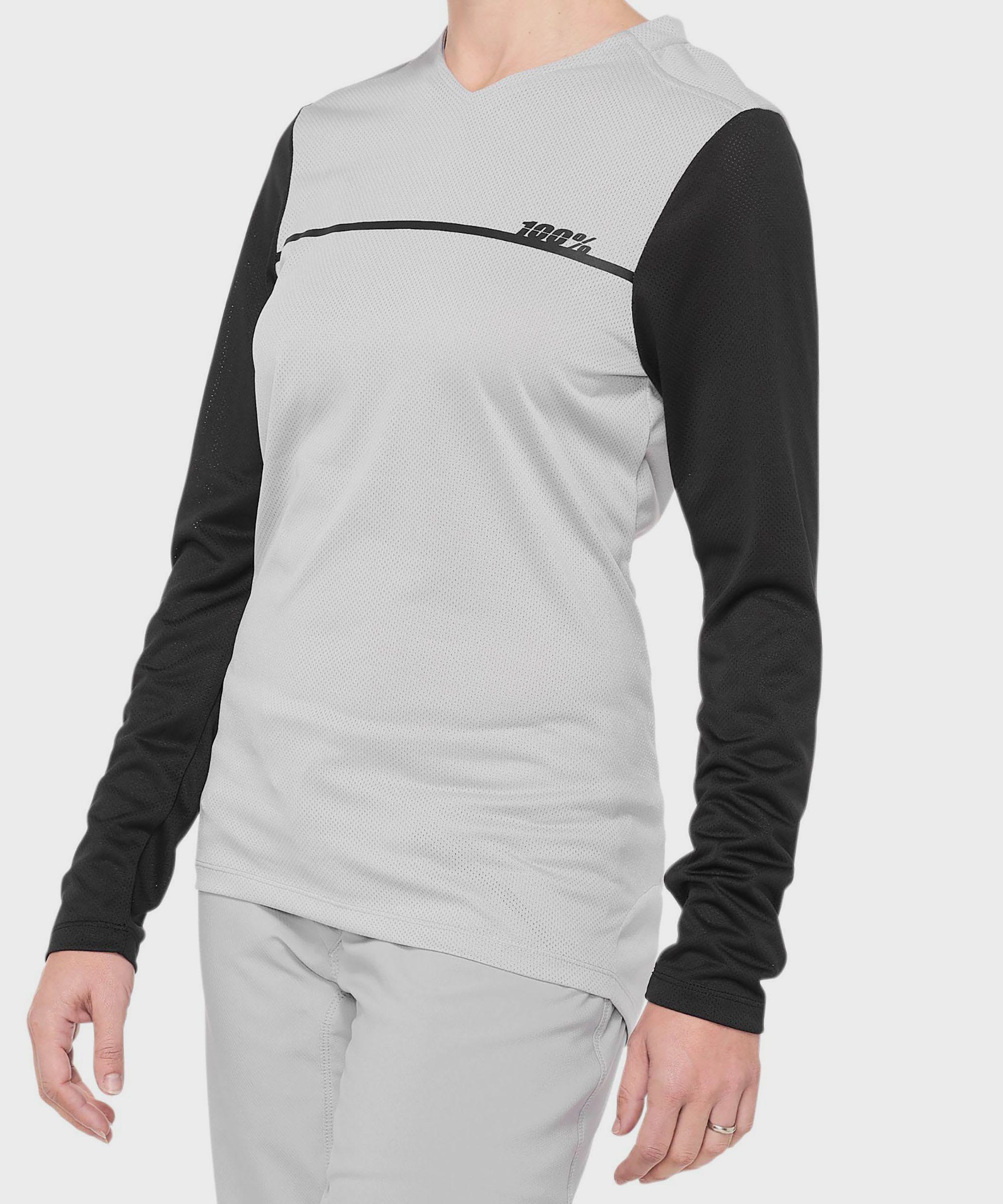 100% Ridecamp Women's Long Sleeve Jersey Grey / Black