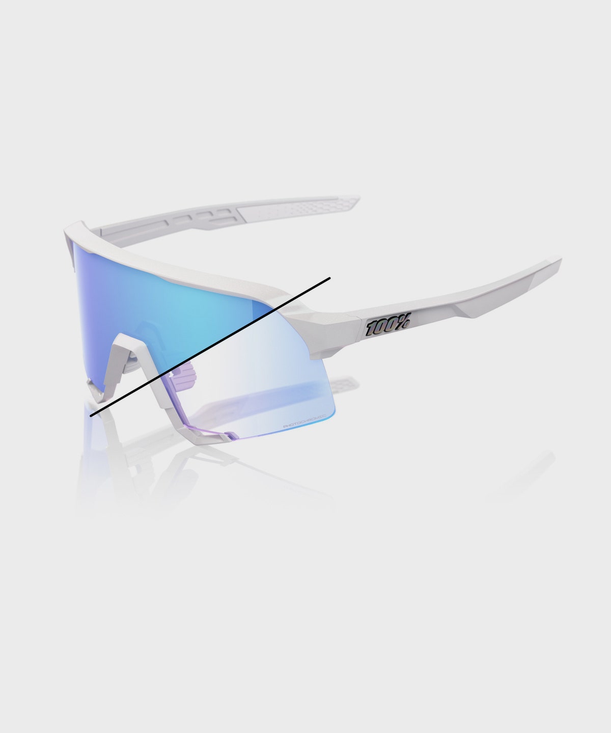 100% S3 Bastille LE Glasses | Power2Cycle Pearl White Glitter/Blue Mirror Photochromic Lens