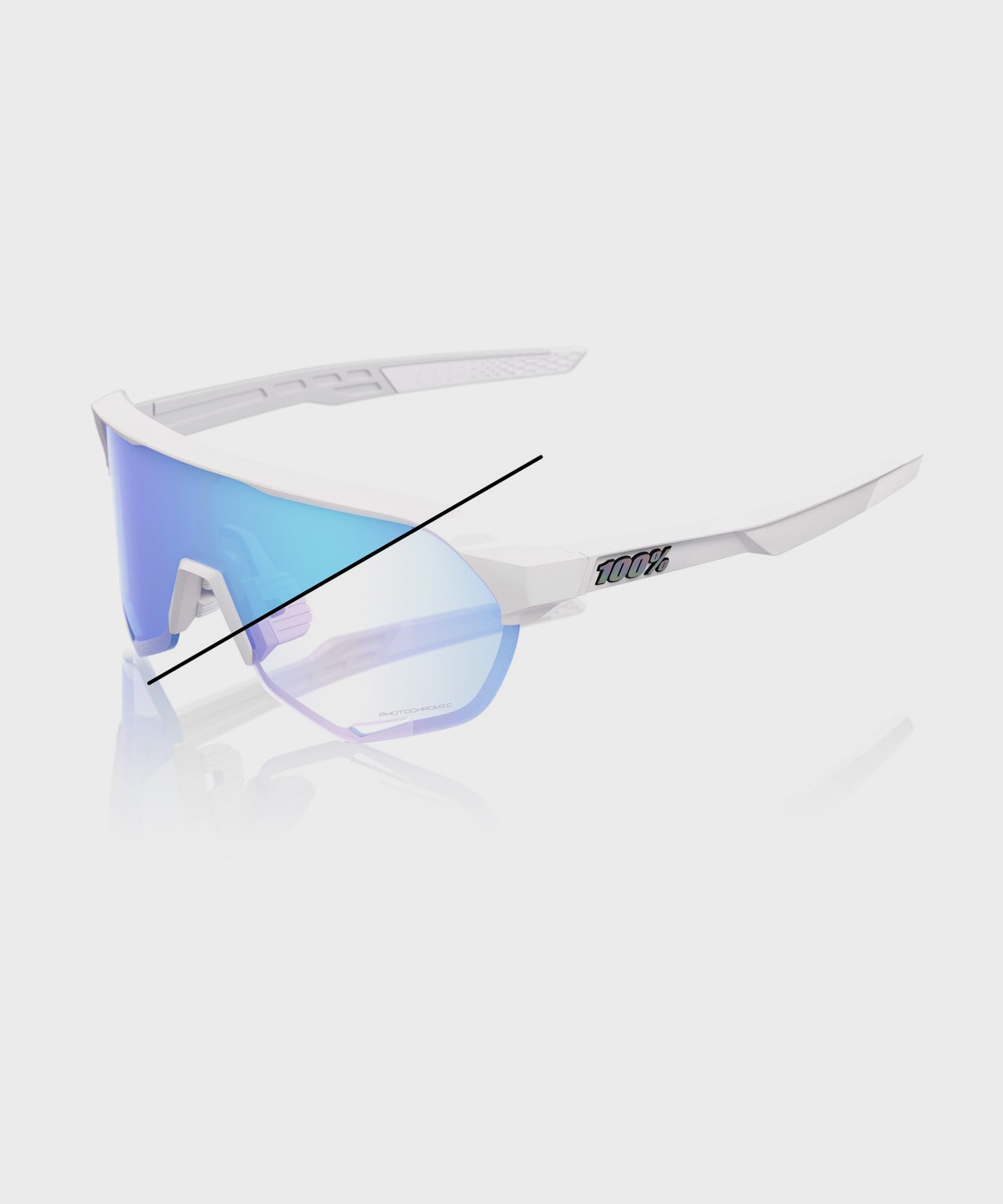 100% S2 Bastille LE Glasses | Power2Cycle Pearl White Glitter/Blue Mirror Photochromic Lens