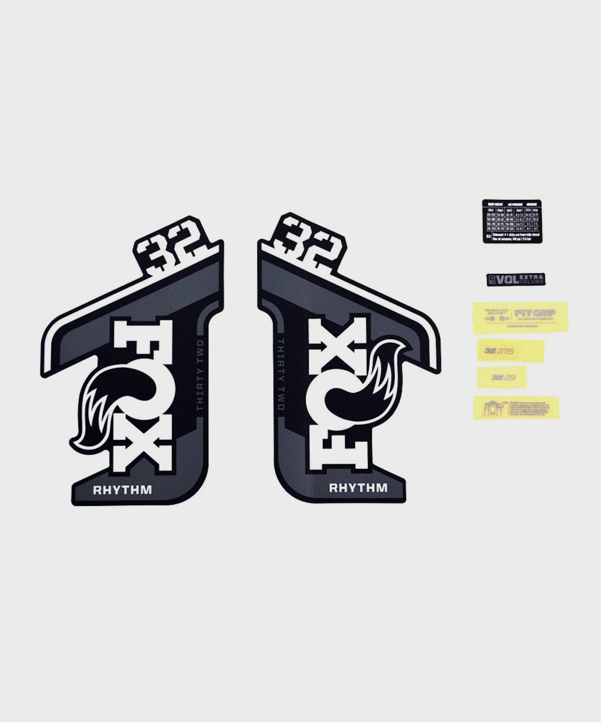 FOX Fork 32 Rhythm Decal Kit: P | Power2CycleS Grey Logo 2021