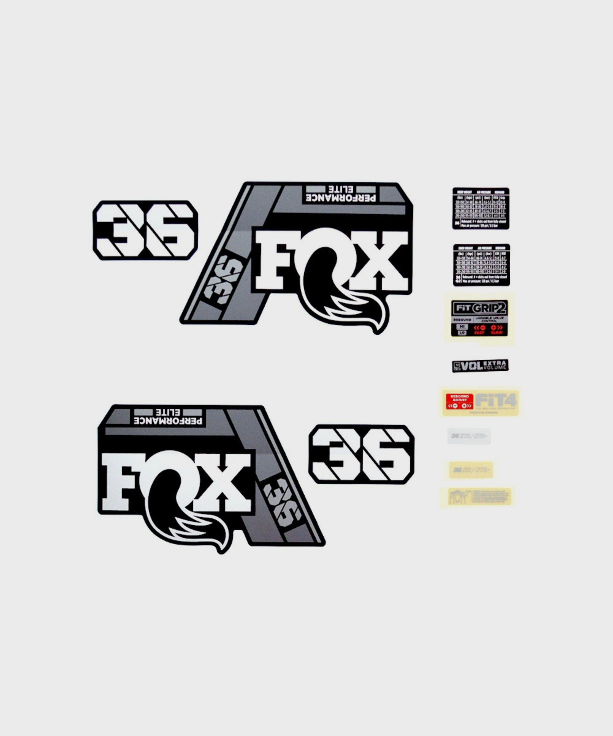 FOX Fork 36 Decal Kit: P | Power2CycleSE Grey Logo Matte Black 2021