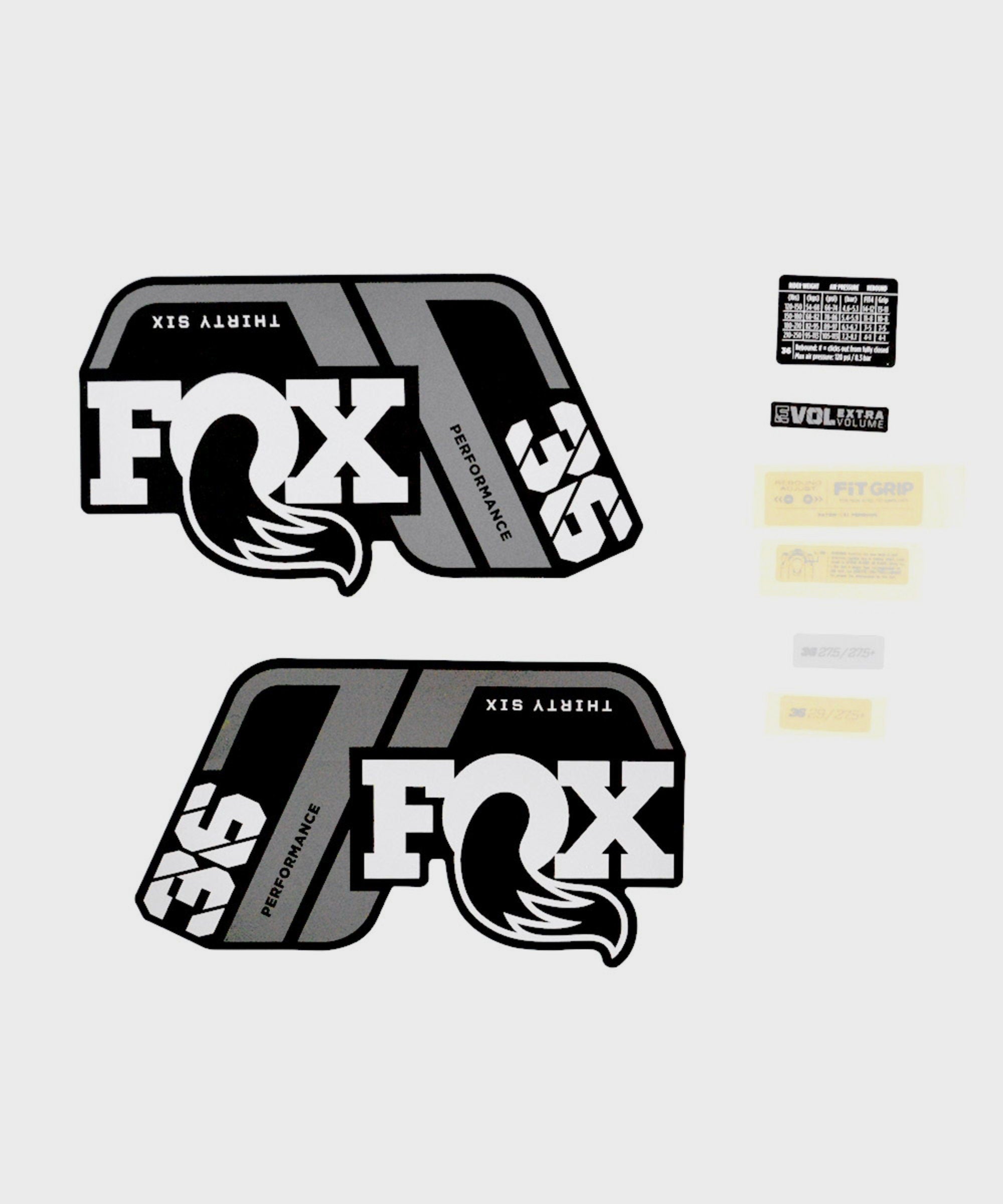 FOX Fork 36 Decal Kit: P | Power2CycleS Grey Logo Matte Black 2021