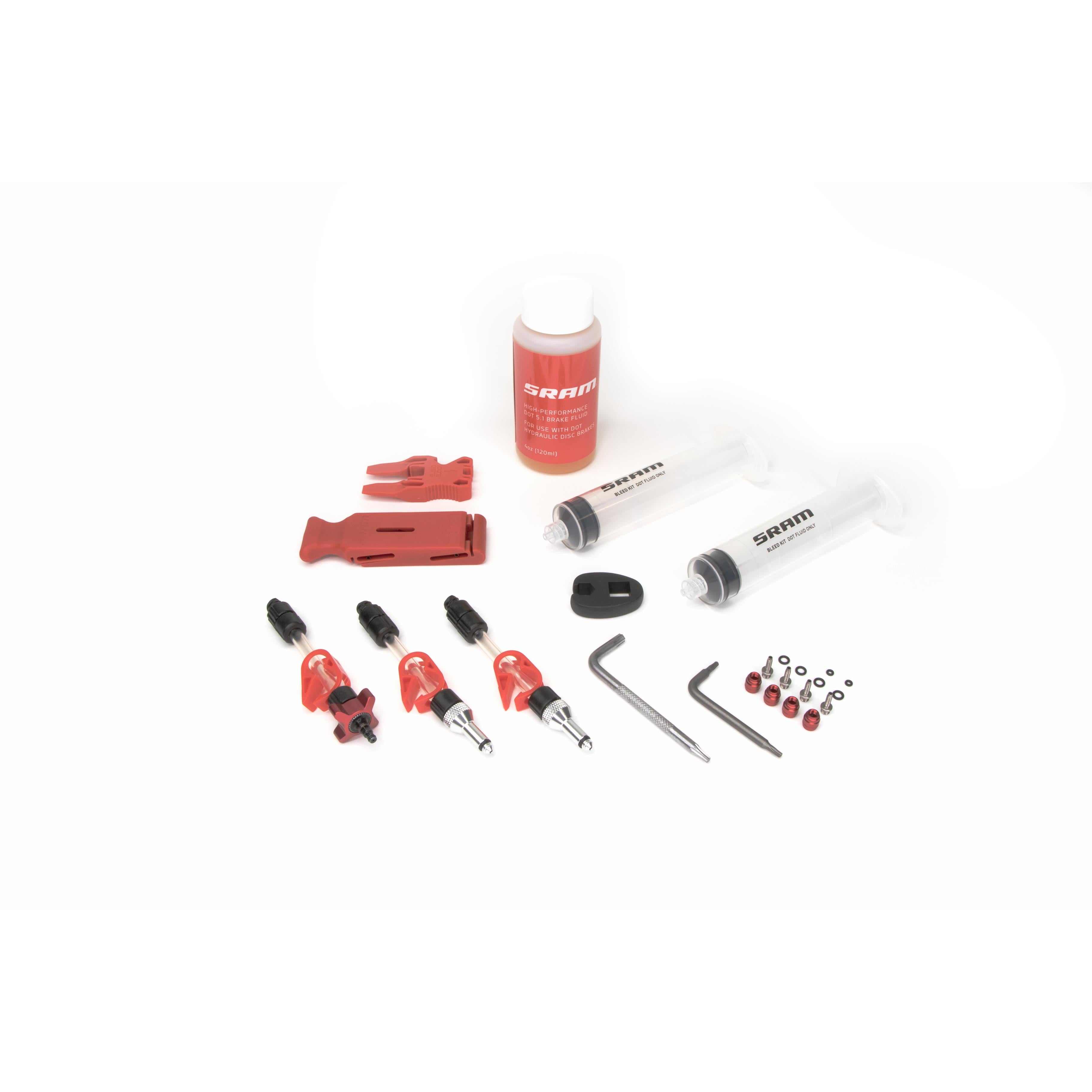 SRAM Standard Dot Brake Bleed Kit (2 Syringes/Fittings, Bleed Blocks, Torx Tool, Crowfoot, Bleeding Edge Fitting, Dot5.1 Hydraulic Fluid) V2 | Power2Cycle X0/ Xx/ Guide/Level/Code/Hydroroad/G2 | Power2Cycle