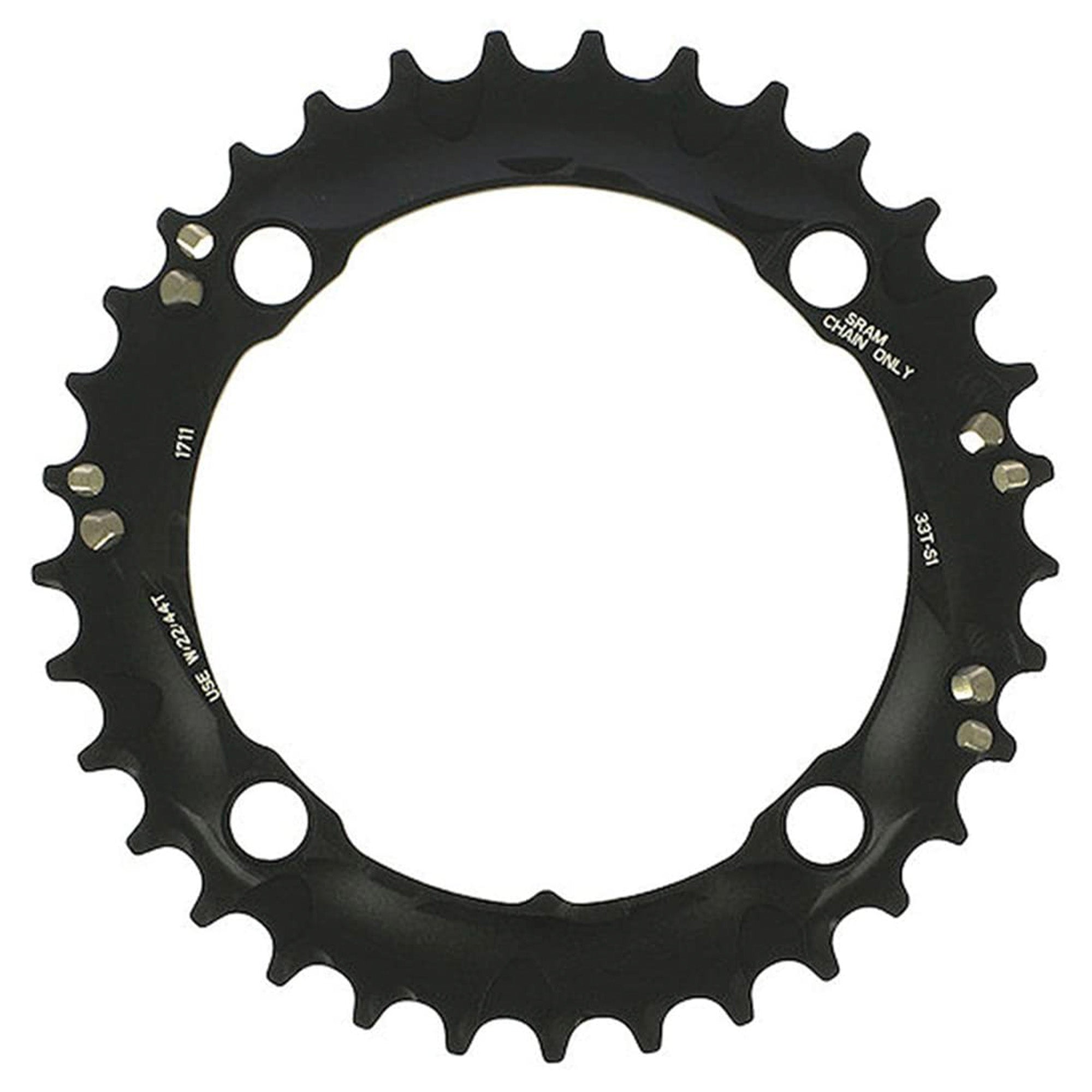 Sram Spare | Power2Cycle Chain Ring MTB 42T 120 S2 AL6 Short Pin BB30 CNC 2X10 BlastBlack | Power2Cycle BLACK 10SPD 42T