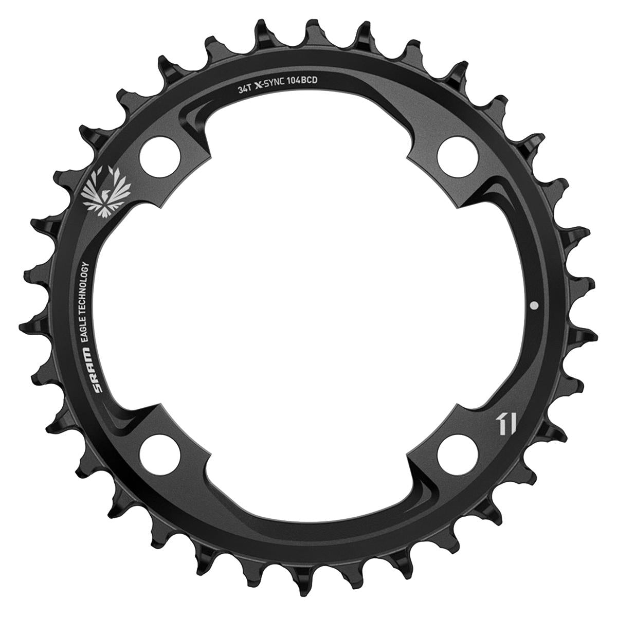 SRAM Chain Ring X | Power2CycleSYNC 2 34T 104 BCD Steel Eagle Black | Power2Cycle BLACK 34T