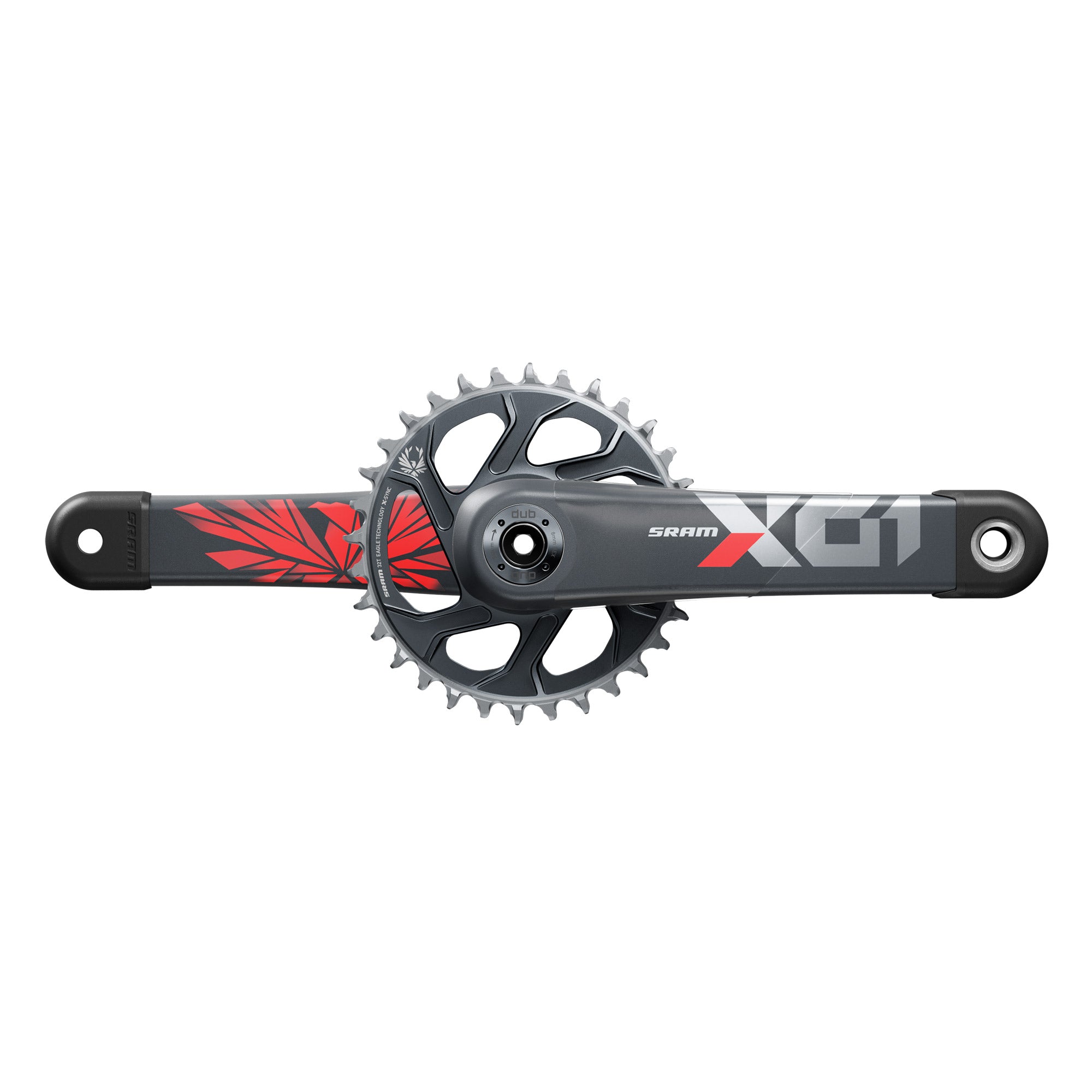 SRAM Crankset X01 Eagle Boost 148 DUB 12s w Direct Mount 32T X | Power2CycleSYNC 2 Chainring (DUB Cups/Bearings not included) C3 | Power2Cycle LUNAR