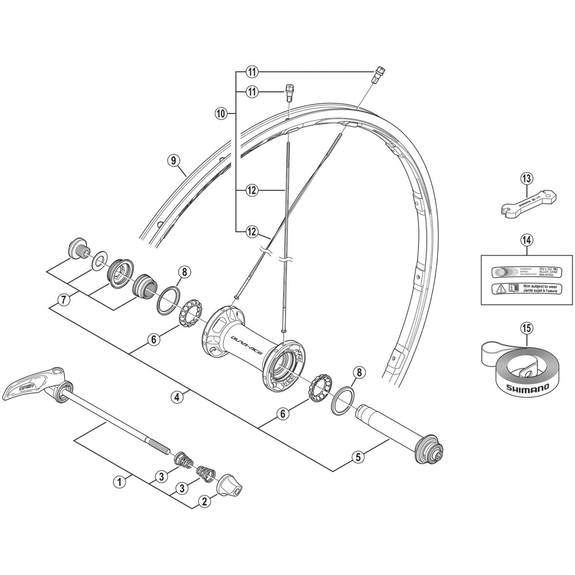 Shimano Spares CL spoke and nipple set, front