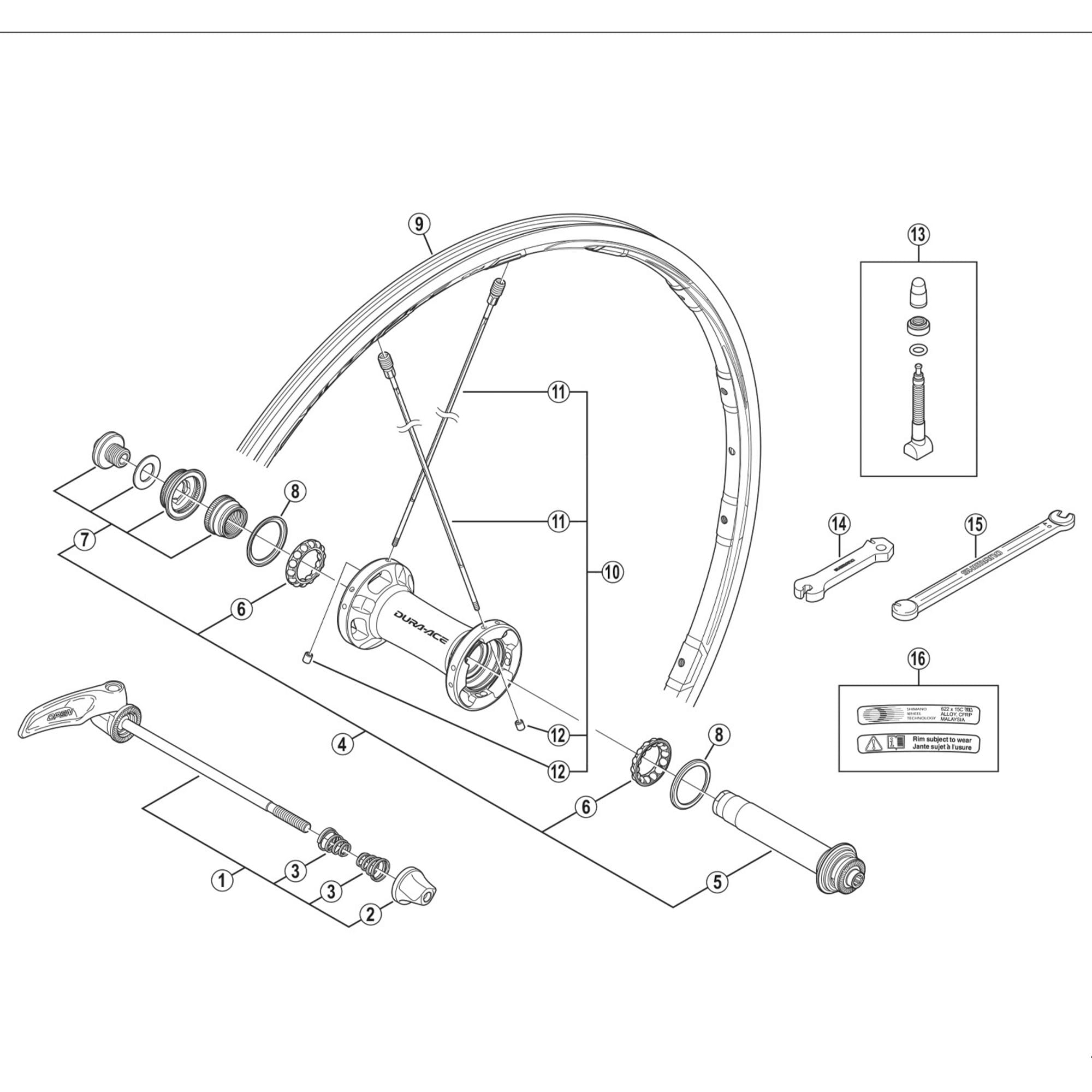 Shimano Spares TL spoke and nipple set, front