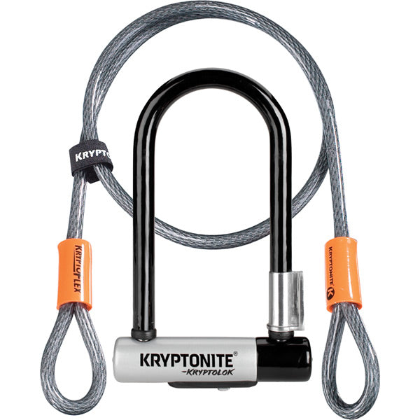 Kryptonite Kryptolok Mini U | Power2CycleLock With 4 Foot Flex and Flexframe Bracket Sold Secure Gold