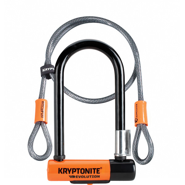 Kryptonite Evolution Mini 7 U | Power2CycleLock with 4 Foot Cable and Flexframe Bracket Sold Secure Gold