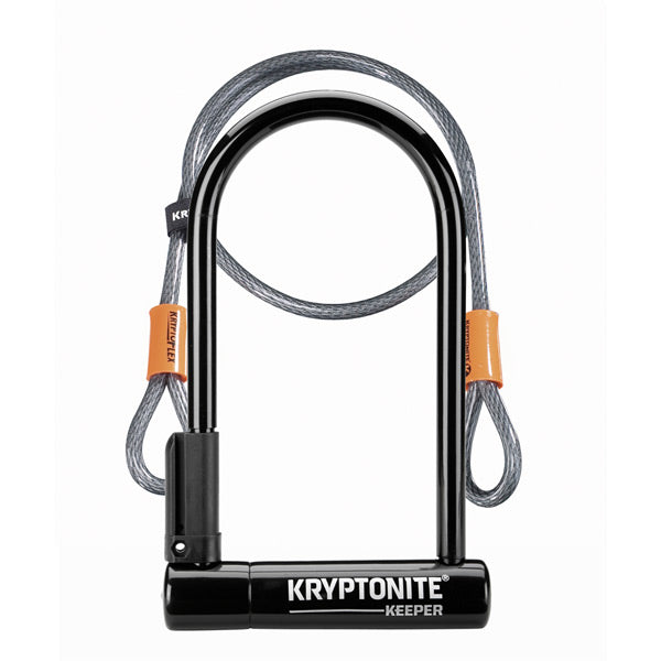 Kryptonite Keeper 12 Standard U | Power2CycleLock with 4 foot Kryptoflex cable Sold Secure Silver