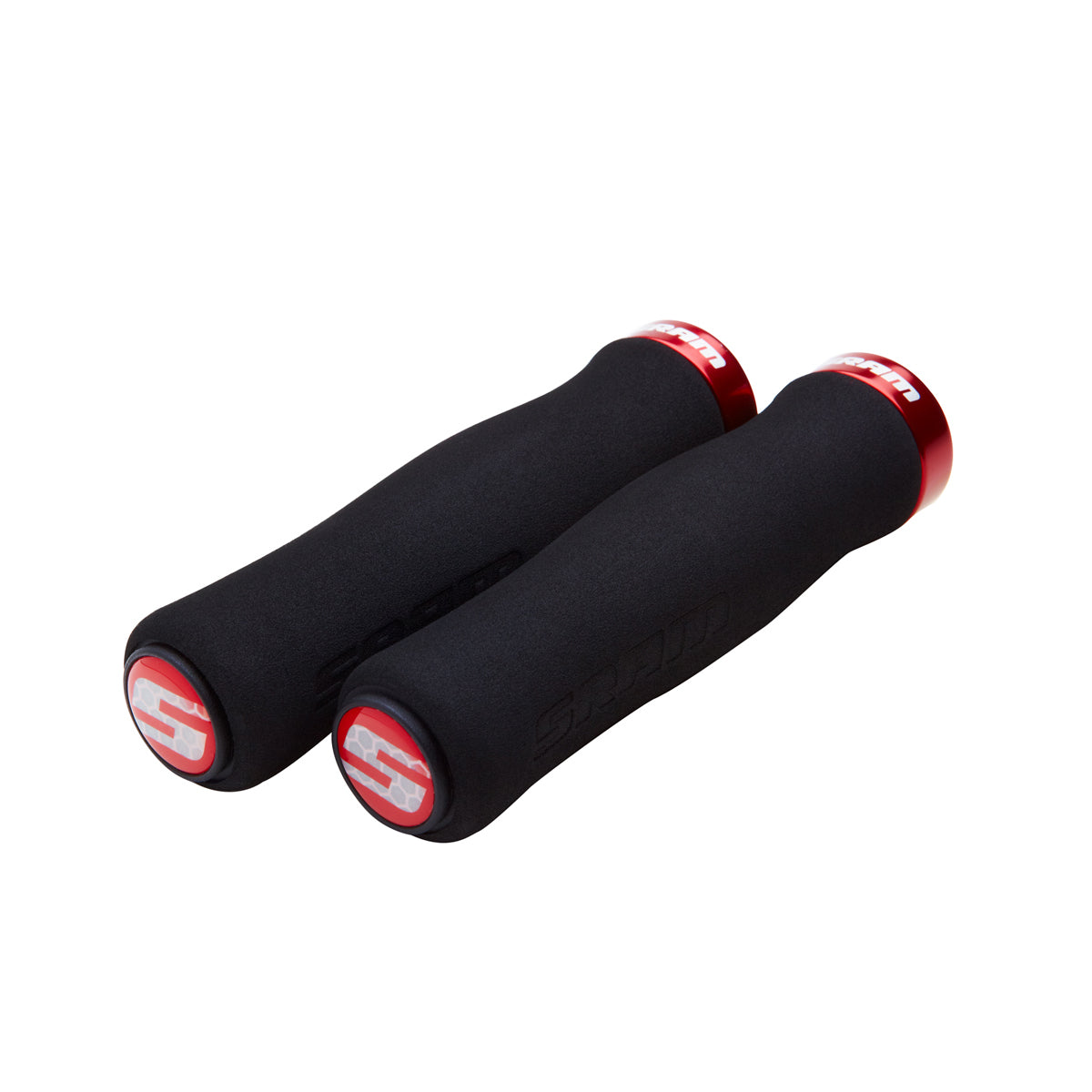 SRAM Locking Grips Contour Foam 129mm Black with Single Red Clamp and End Plugs | Power2Cycle