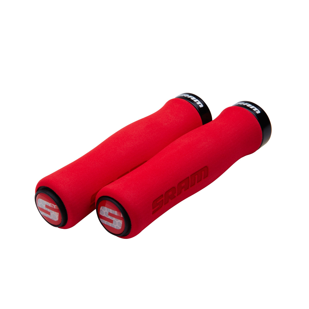 SRAM Locking Grips Contour Foam 129mm Red with Single Black Clamp and End Plugs | Power2Cycle