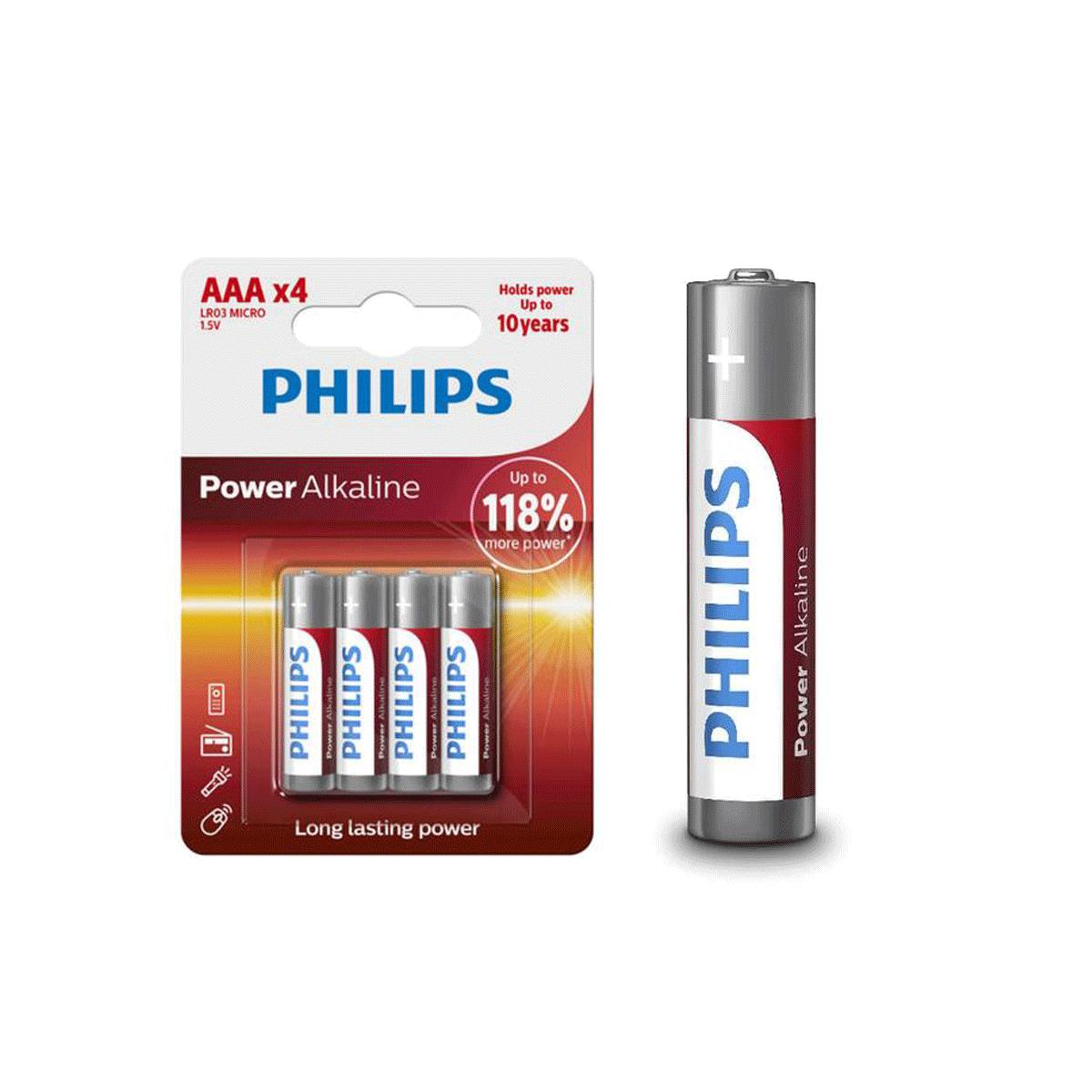 Philips Power Alkaline Battery LR03 AAA Cell x4 | Power2Cycle AAA