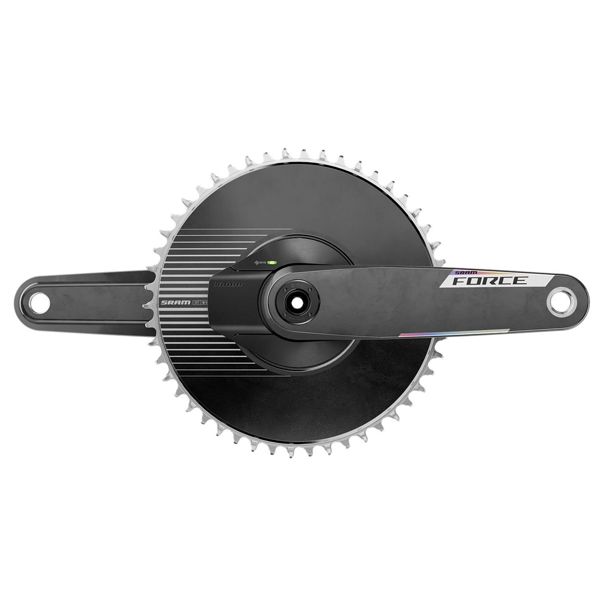 SRAM Crankset w/Power meter spider FORCE AXS 1x E1 DUB | Power2Cycle Direct Mount 50T Aero (BB not included) | Power2Cycle BLACK