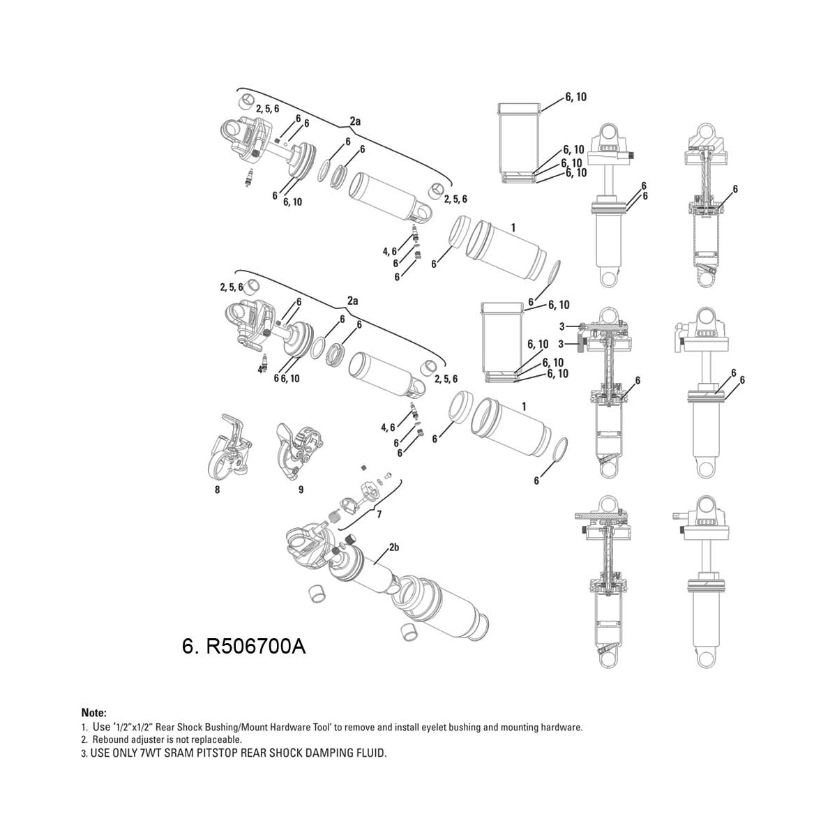 RockShox Spare | Power2Cycle Rear Shock Service Kit | Power2Cycle 2010 | Power2Cycle2012 Ario | Power2Cycle