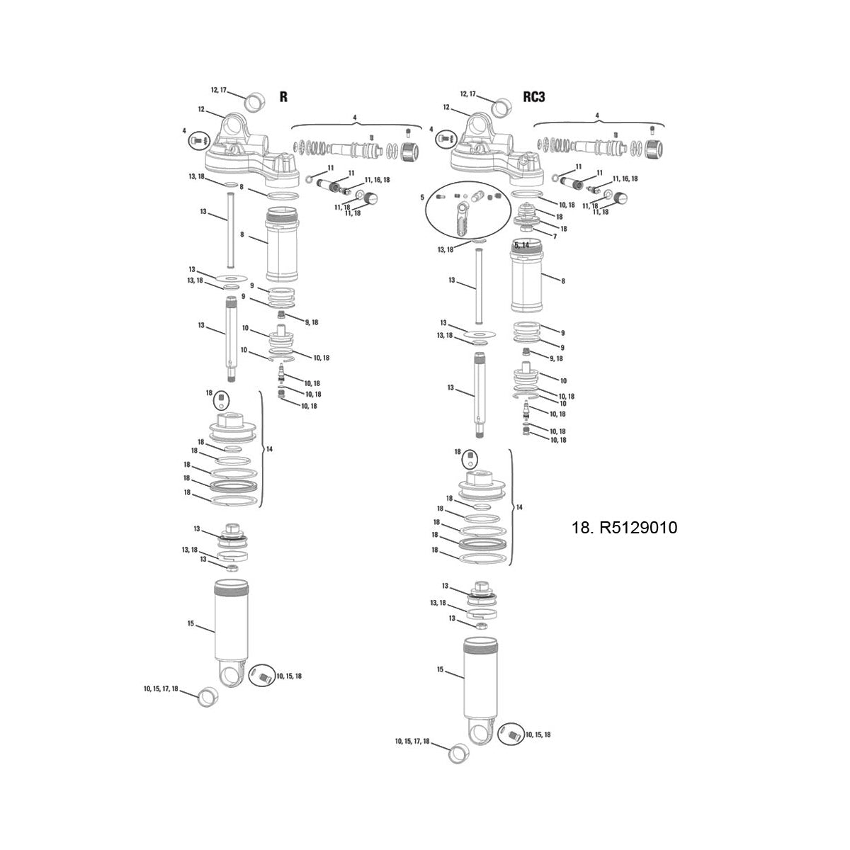 RockShox Spare | Power2Cycle Rear Shock Spare Parts Service Kit | Power2Cycle Monarch Plus (Does Not Include Air Can Seals) | Power2Cycle