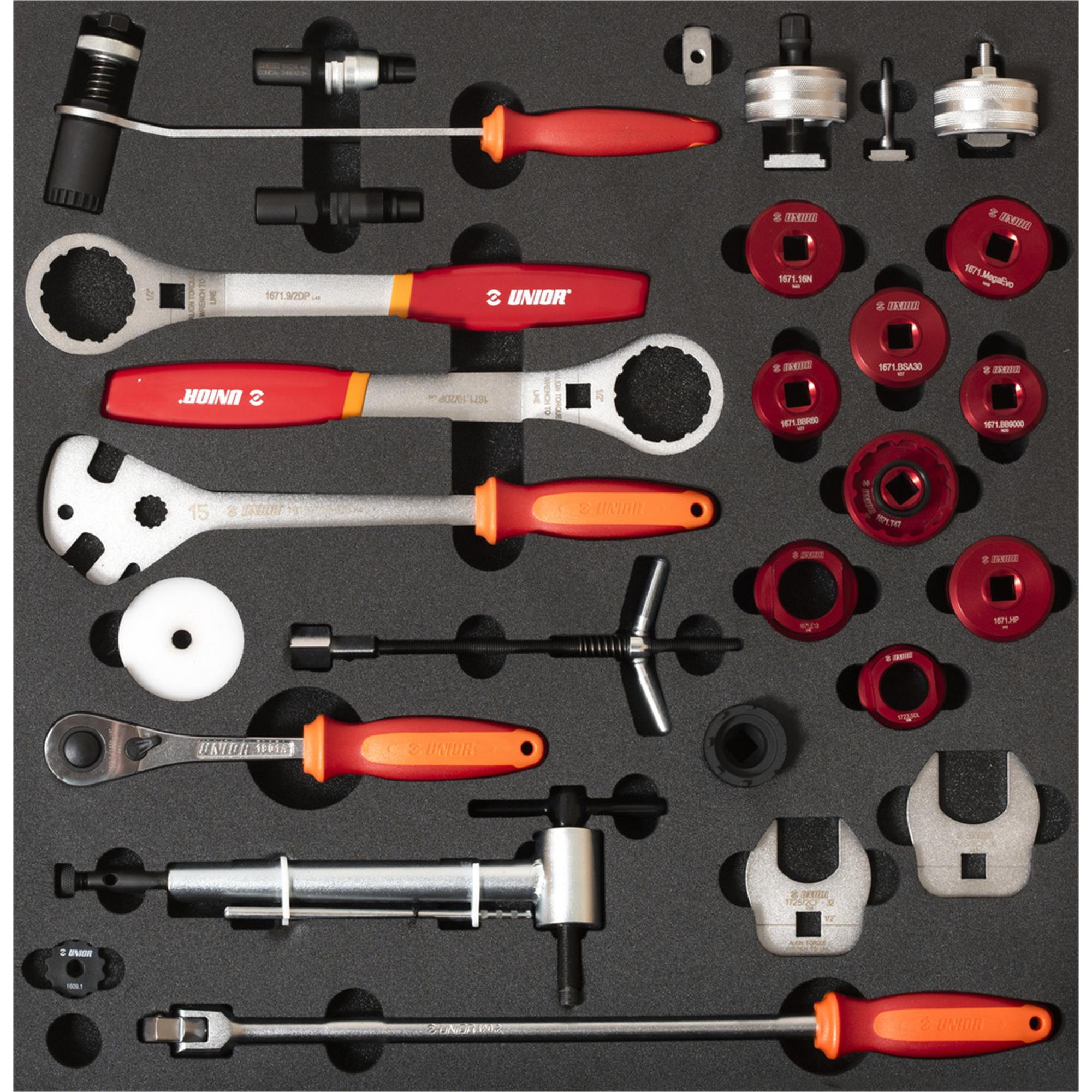 UNIOR Set Of Tools In Tray 2 For 2600A And 2600C | Power2Cycle BB & Crank Tools 2024 | Power2Cycle BLACK 570X562X30