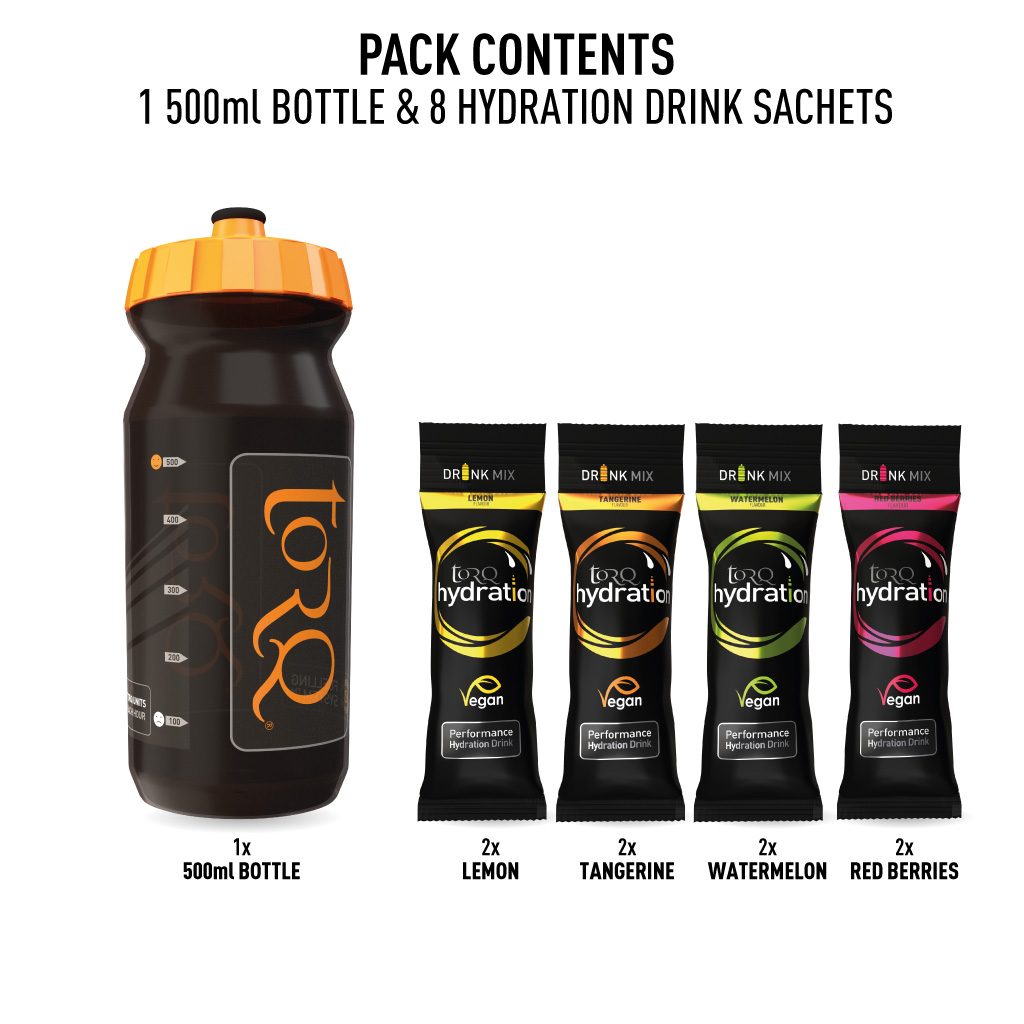 TORQ Hydration 500ml Bottle Sample Pack | Power2Cycle 8 Drinks (2 x 4 Flavours) | Power2Cycle | Power2Cycle500ML