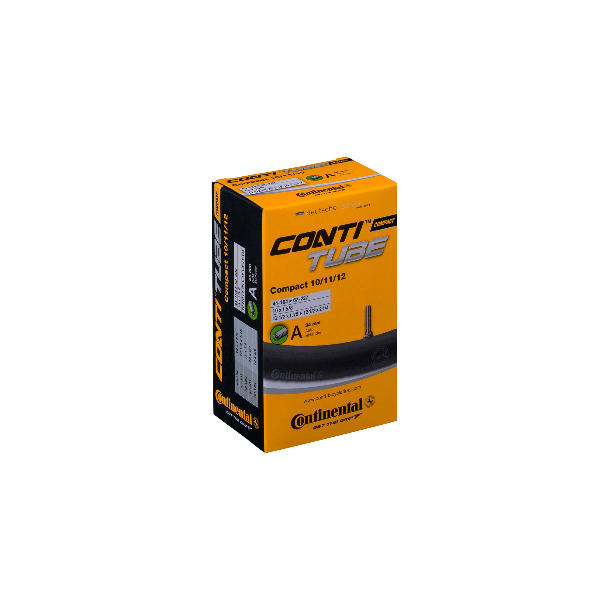 Continental Compact Tube | Power2Cycle Schrader 34mm Valve | Power2Cycle BLACK