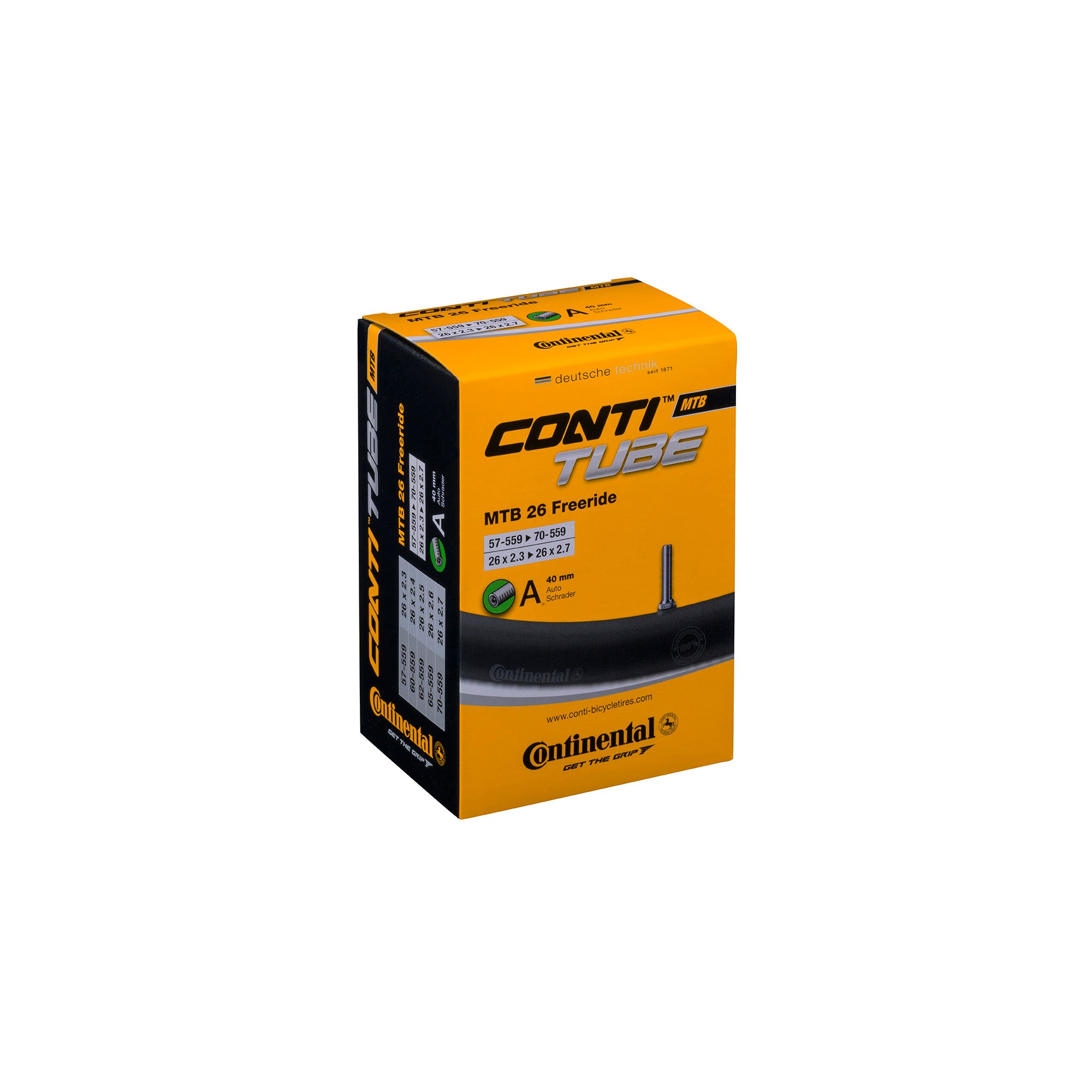 Continental MTB Tube Freeride | Power2Cycle Schrader 40mm Valve | Power2Cycle BLACK 26X2.30 | Power2Cycle2.70"