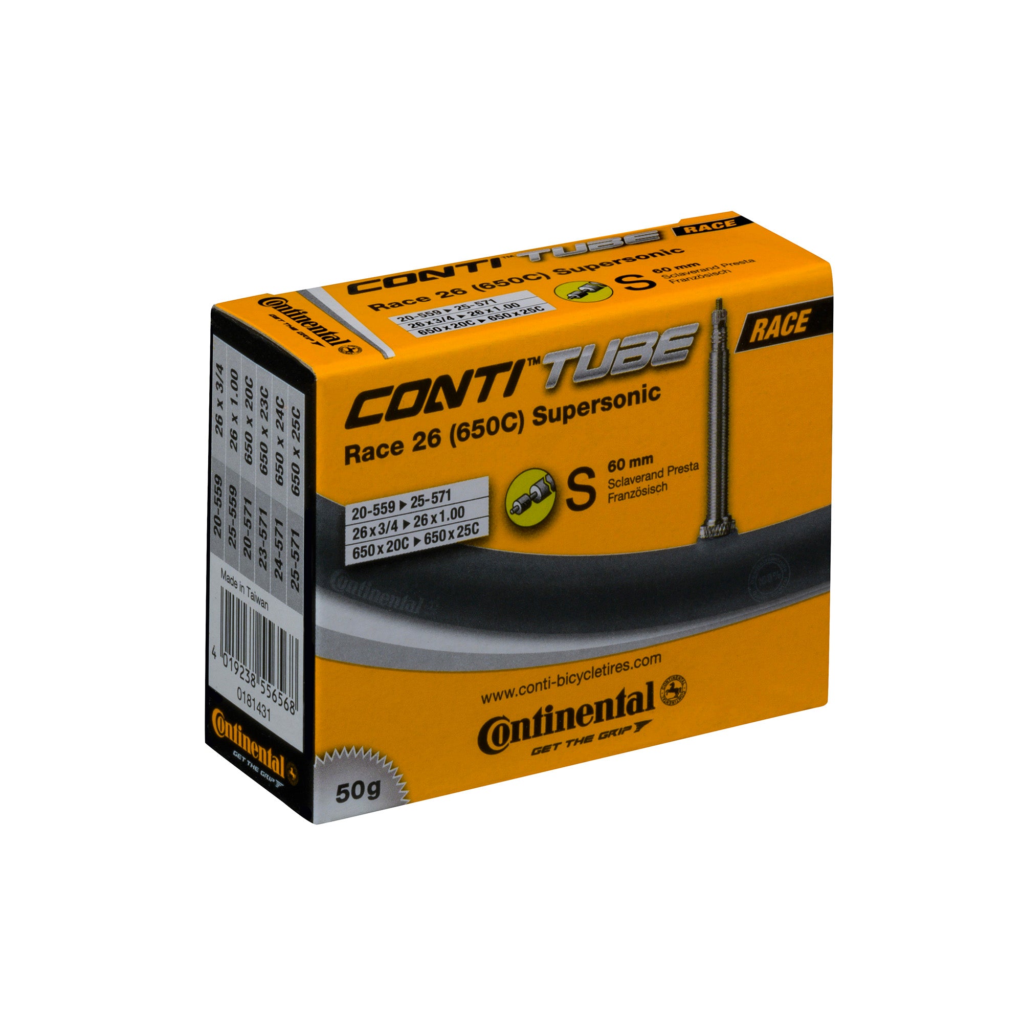 Continental Race Tube Supersonic | Power2Cycle Presta 60mm Valve | Power2Cycle BLACK