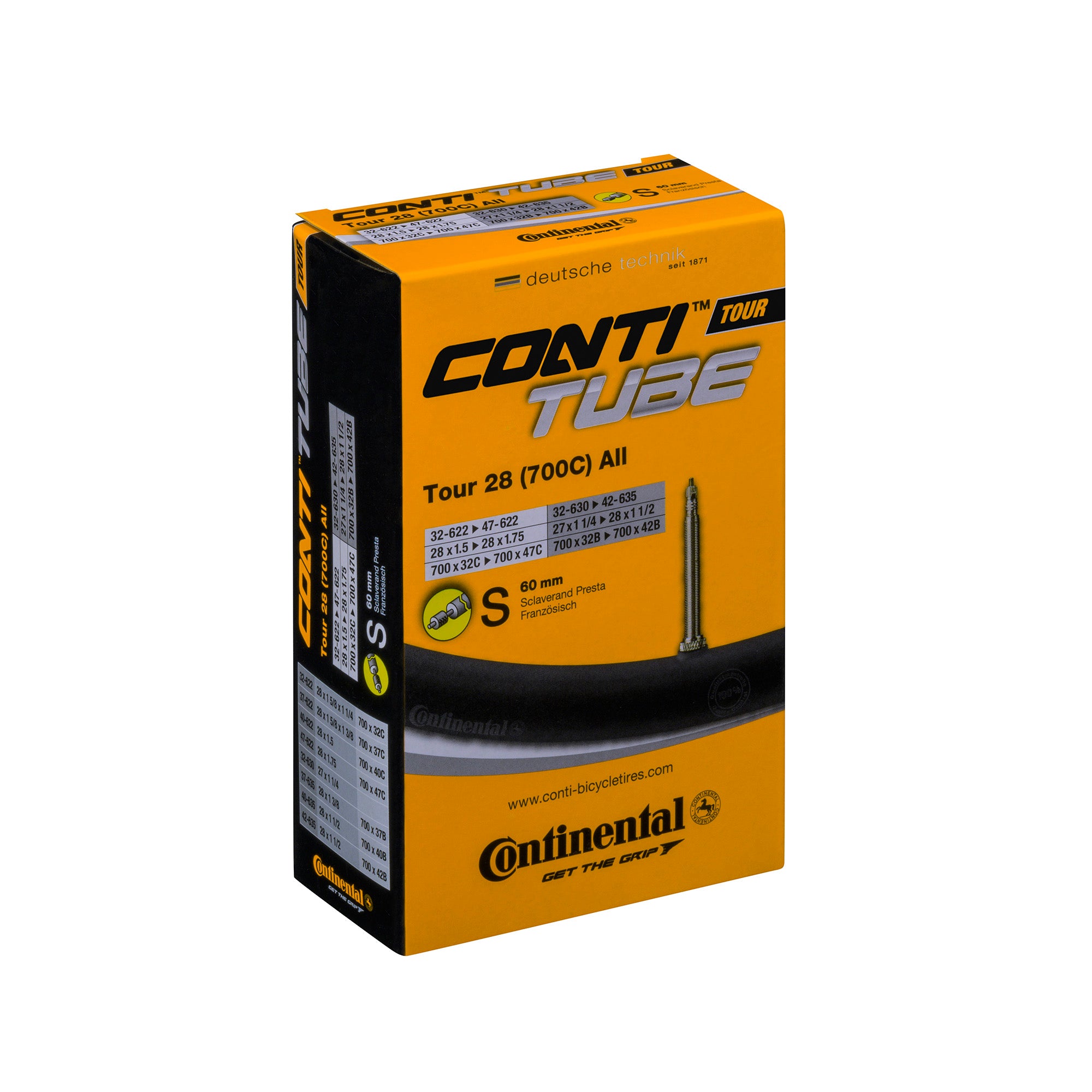 Continental Tour Tube | Power2Cycle Presta 60mm Valve | Power2Cycle BLACK 700X32 | Power2Cycle47C