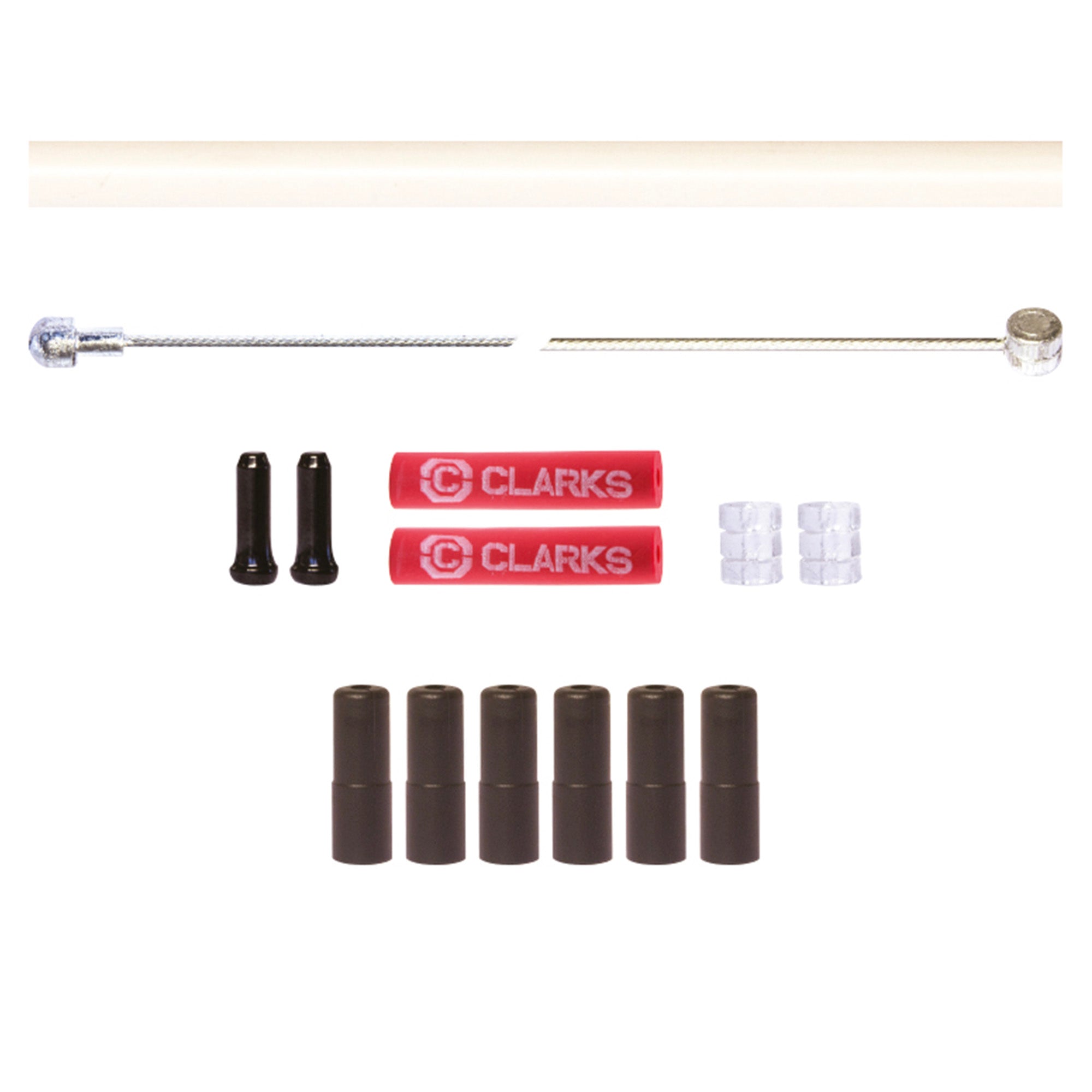 Clarks Universal S/S Front & Rear Brake Cable Kit w/P2 White Outer Casing | Power2Cycle