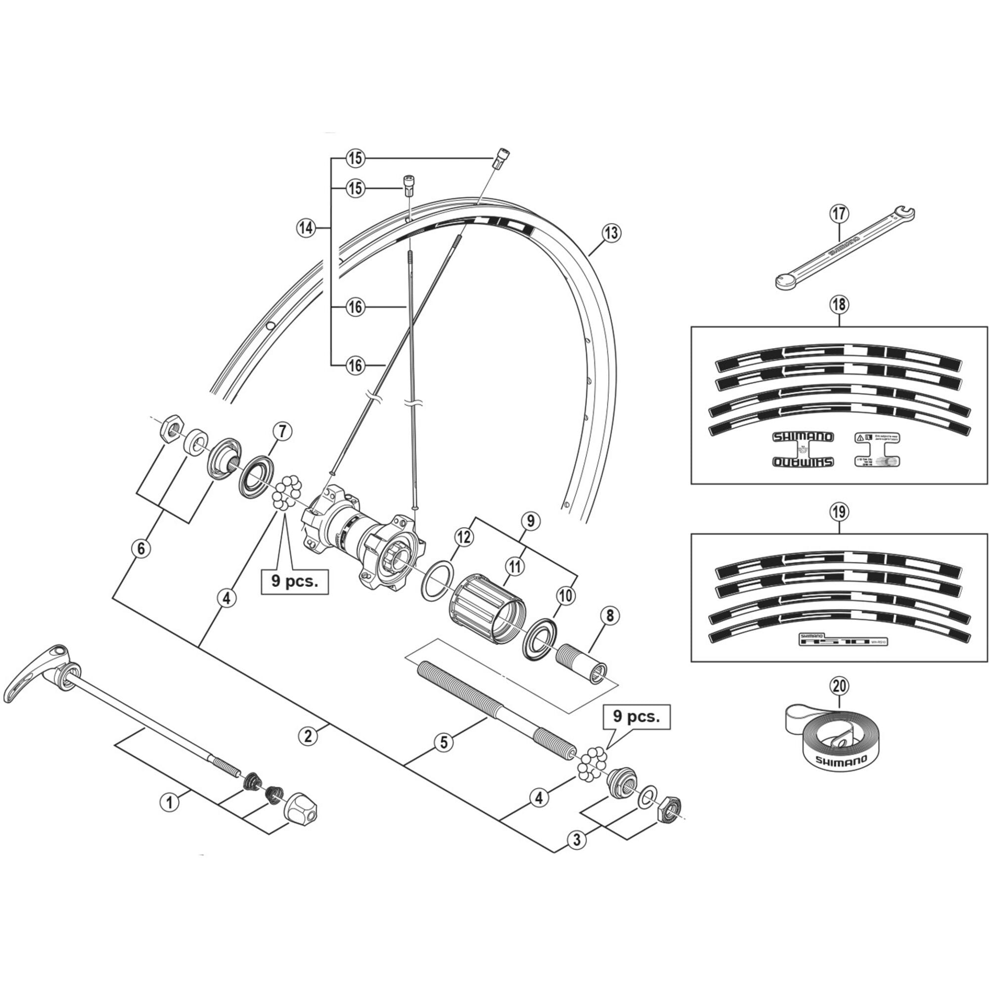 Shimano Spares RS10 spoke 304 mm black