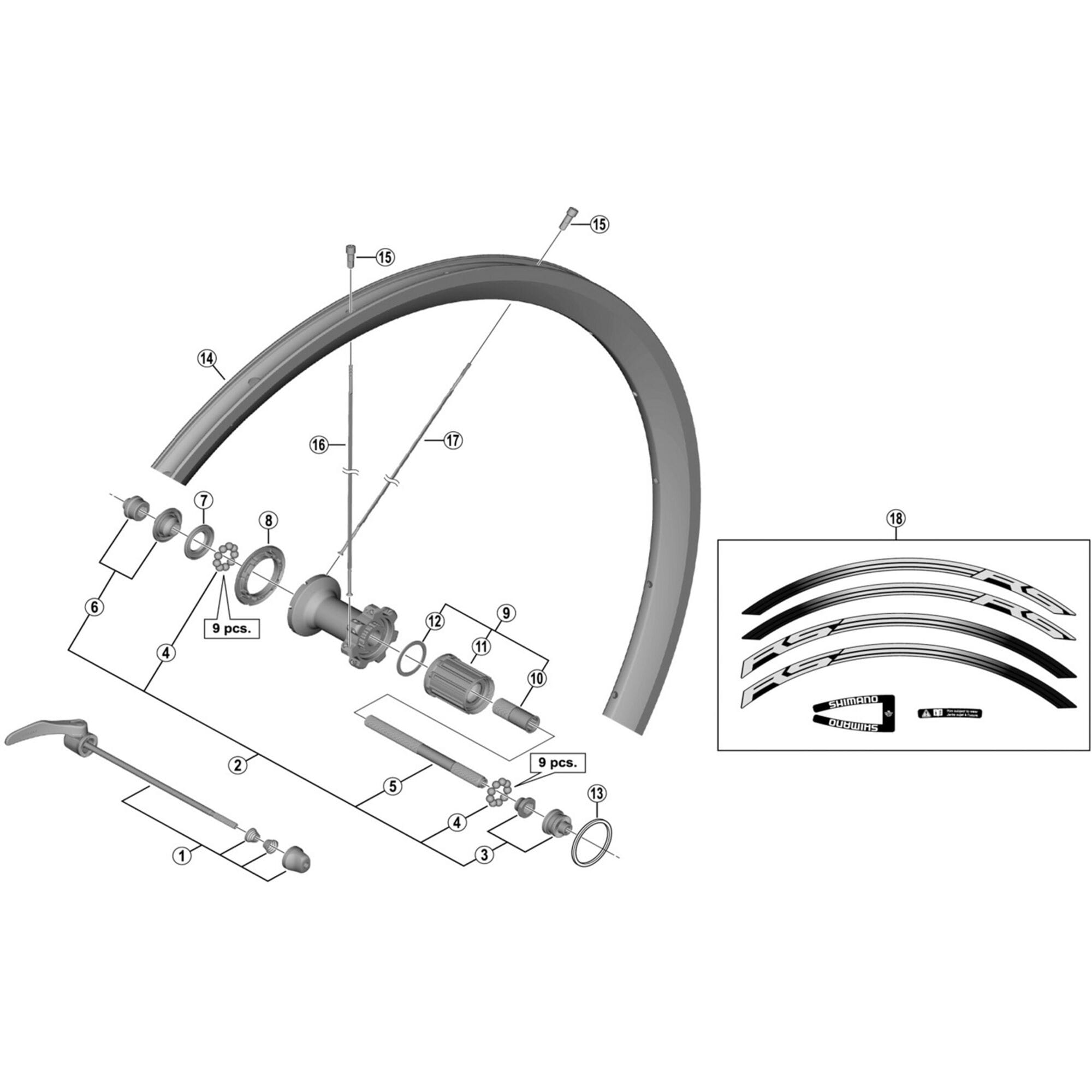 Shimano Spares R rim sticker unit, white rim