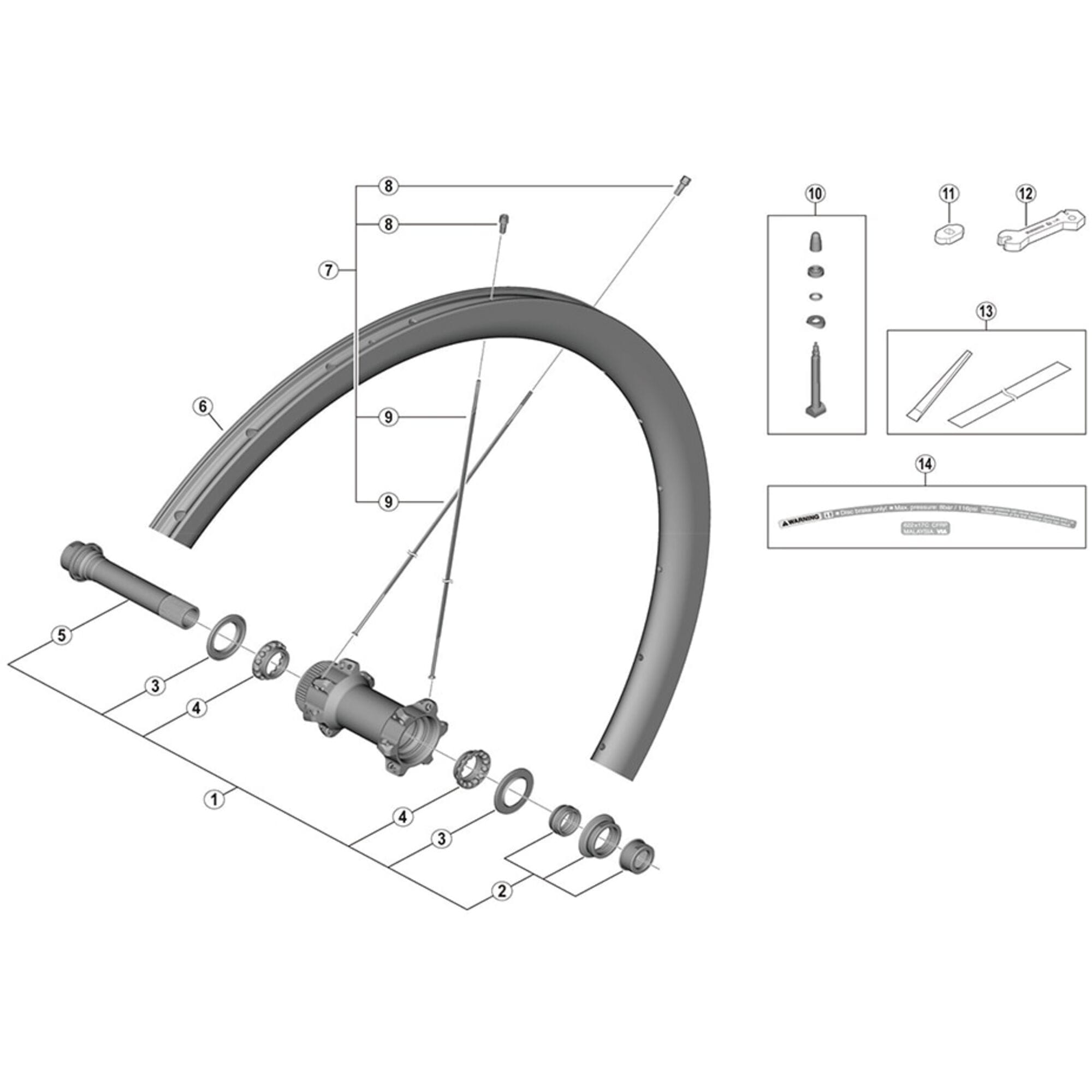 Shimano Spares F12 complete hub axle