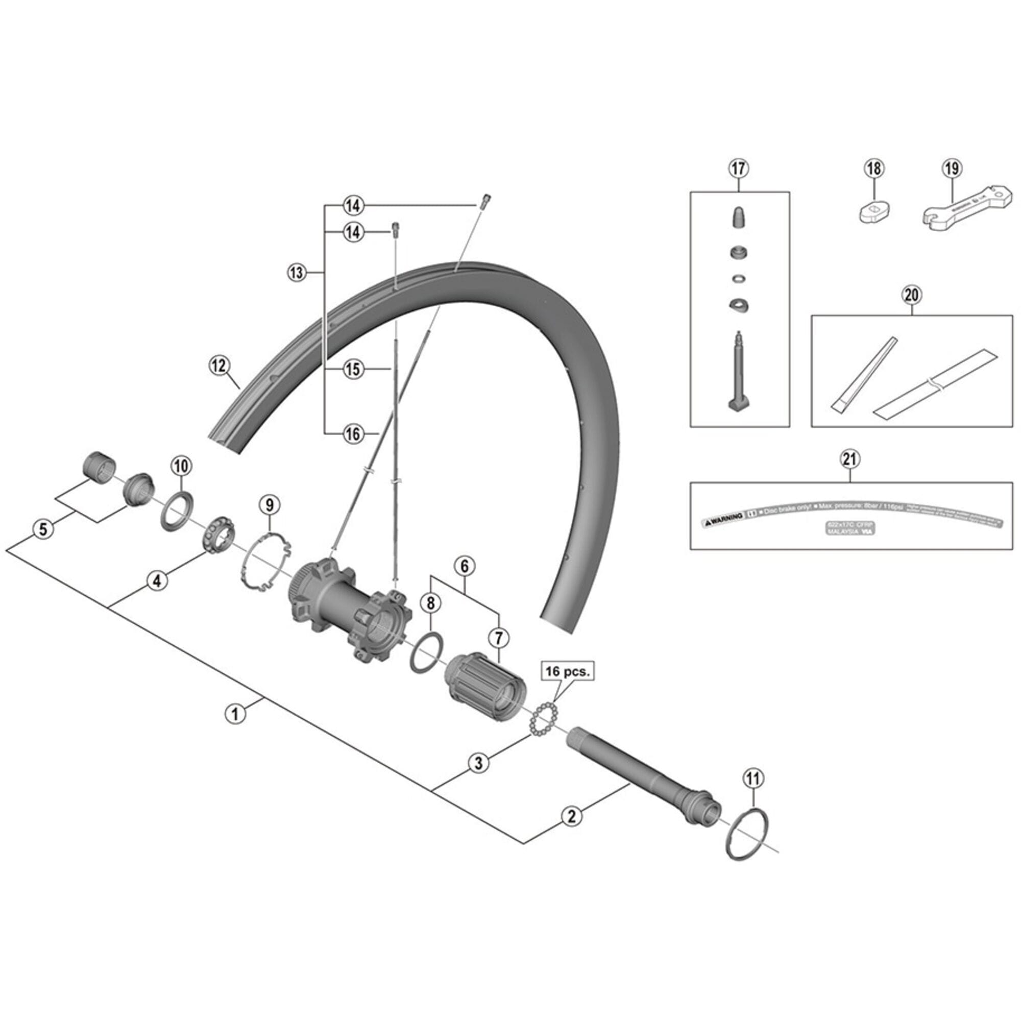 Shimano Spares R12 complete hub axle