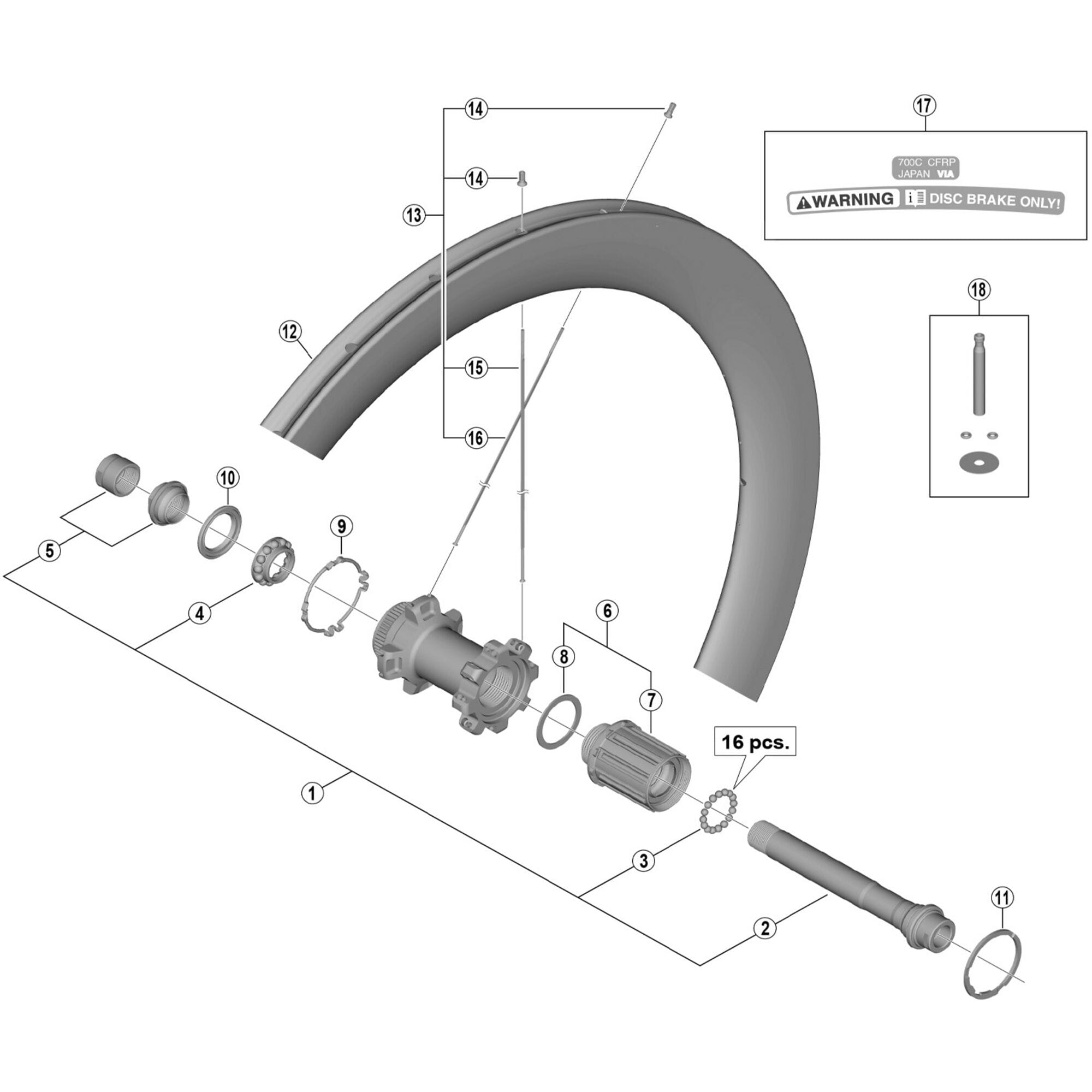Shimano Spares R12 left hand spoke, 252 mm