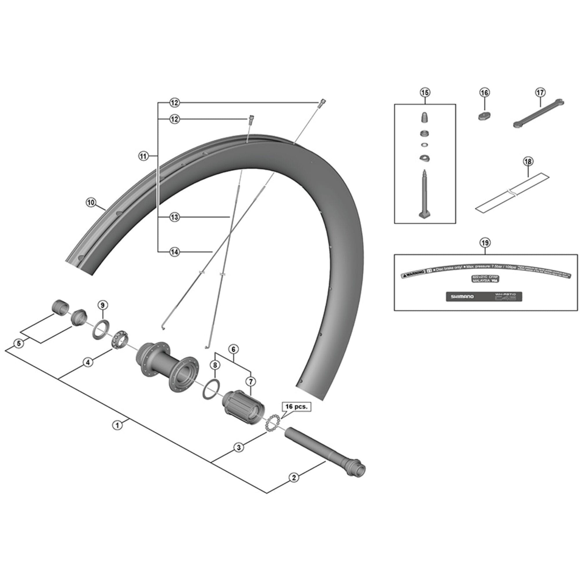 Shimano Spares R complete hub axle