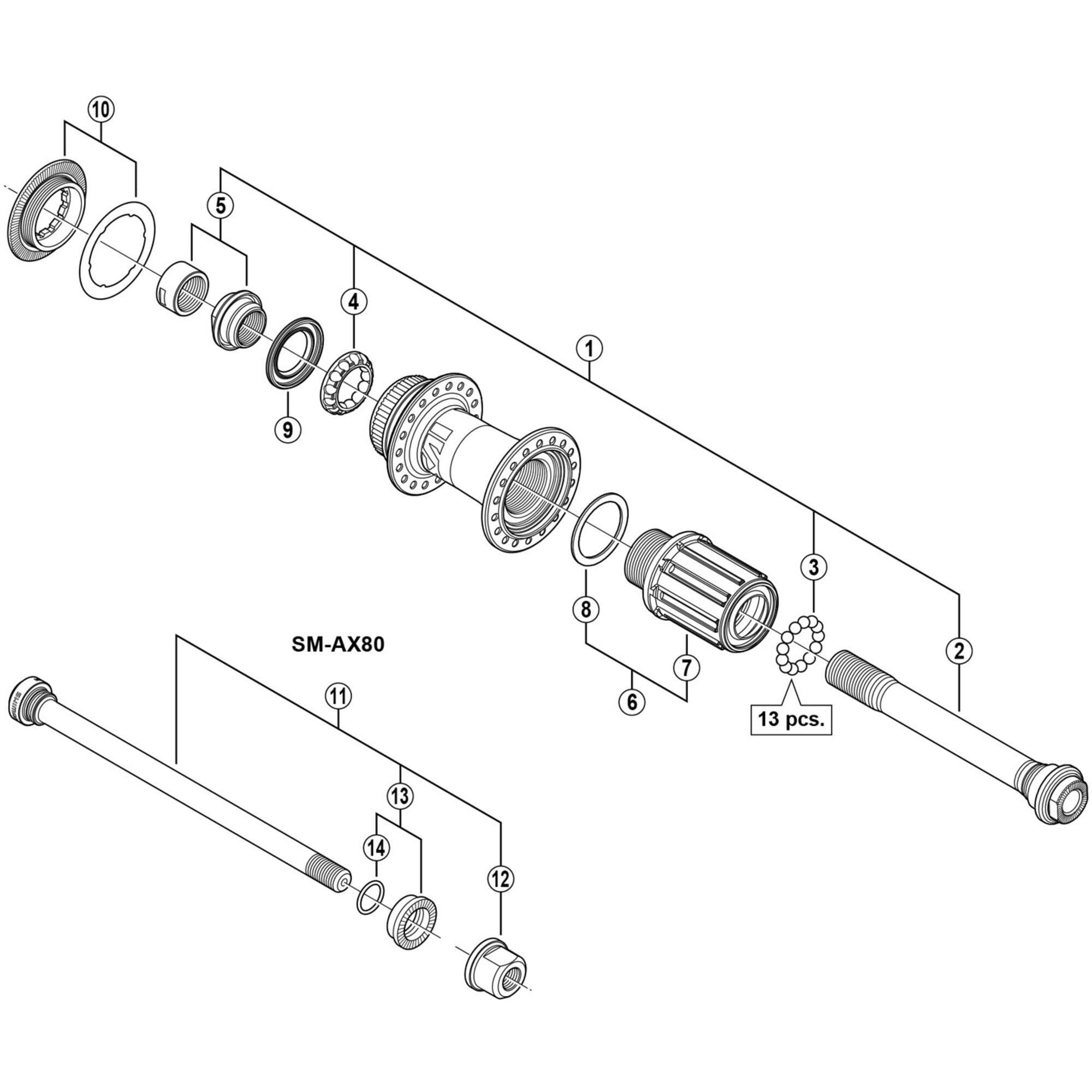 Shimano Spares M810 and M815 SM | Power2CycleAX80 axle nut M12