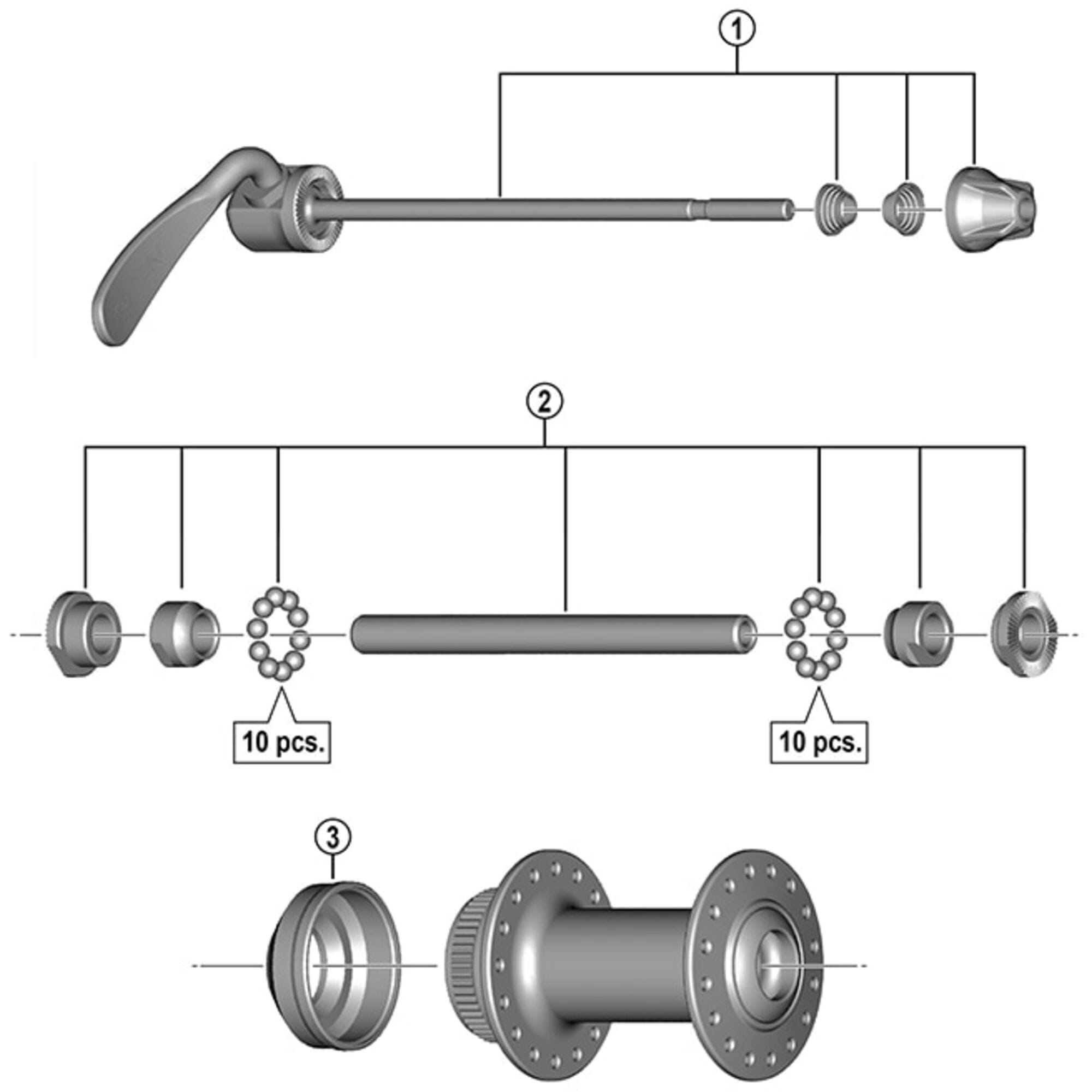 Shimano Spares TX505 complete hub axle, 108 mm