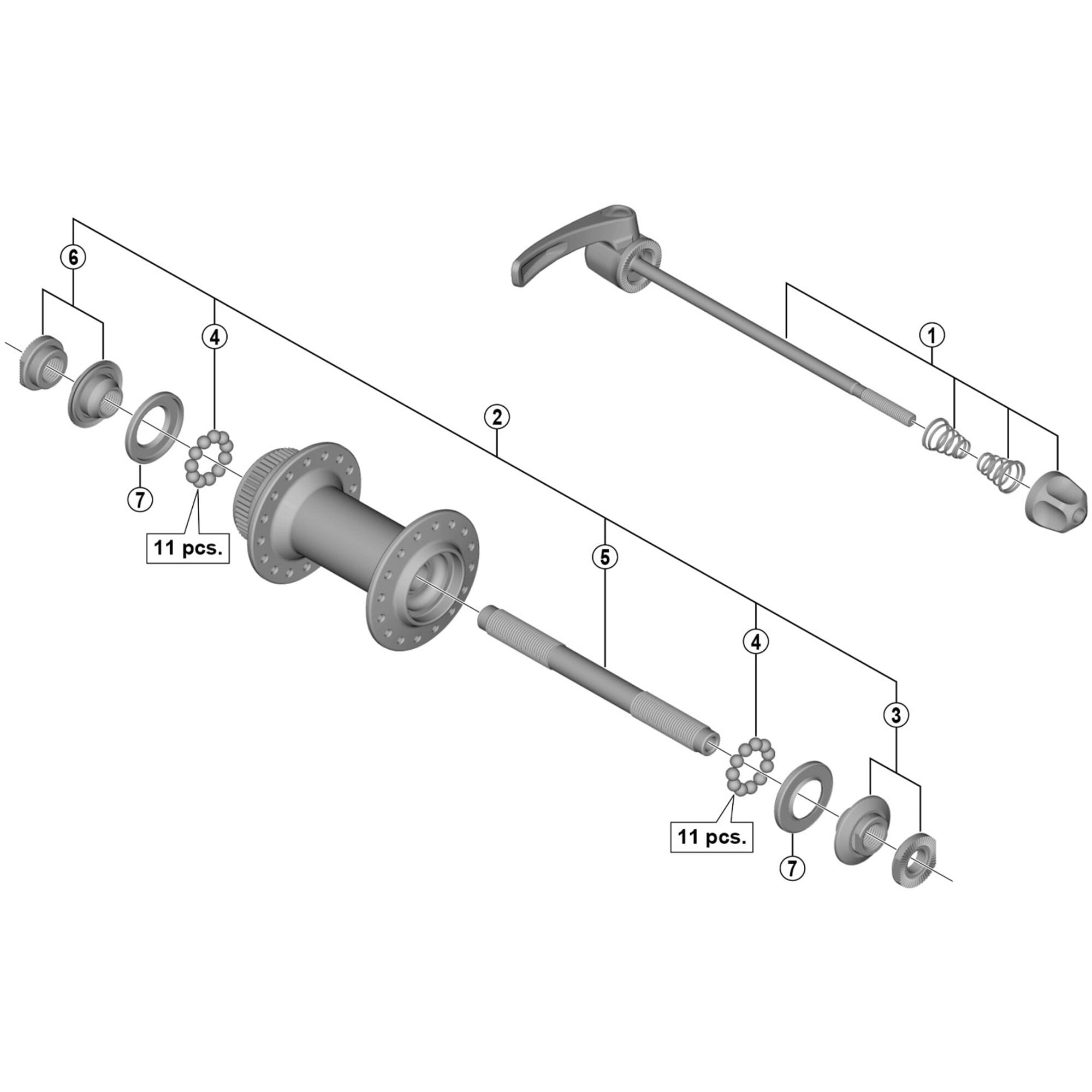 Shimano Spares M7000 complete quick release 133 mm