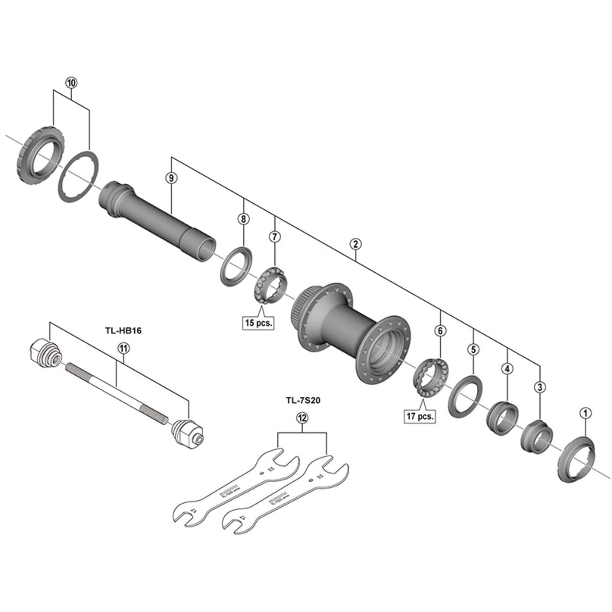 Shimano Spares M9110 hub axle unit