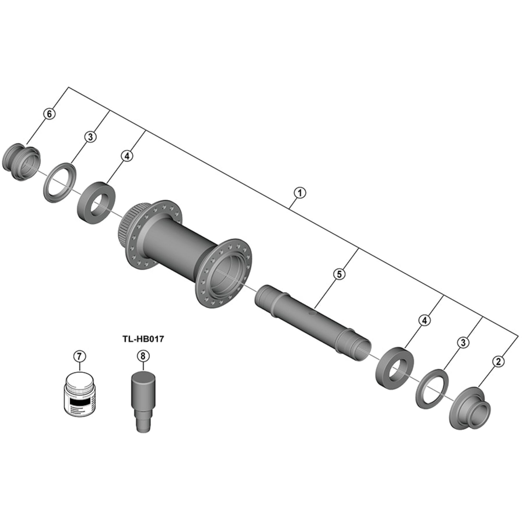 Shimano Spares B complete hub axle