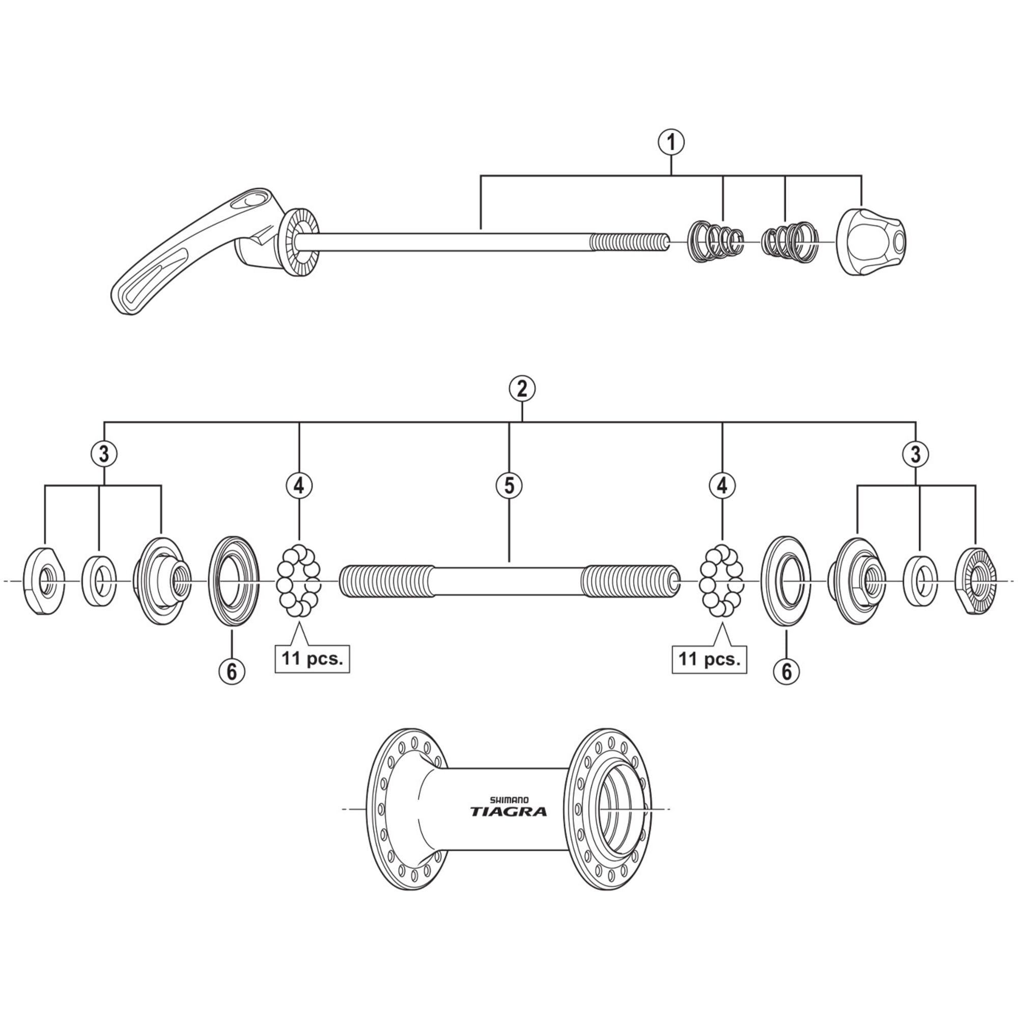 Shimano Spares 4500 complete hub axle | Power2Cycle 108 mm