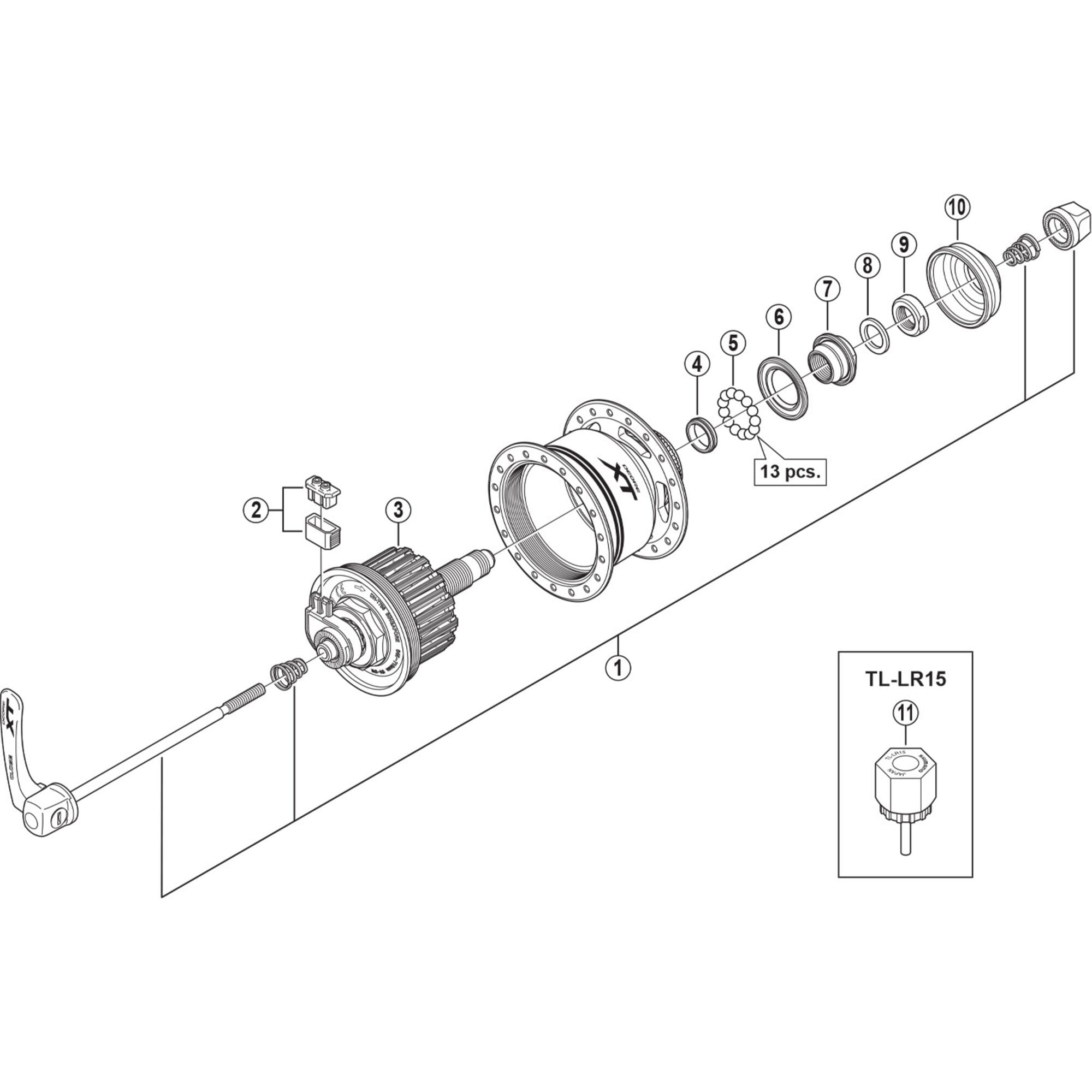 Shimano Spares T785 complete quick release 133 mm