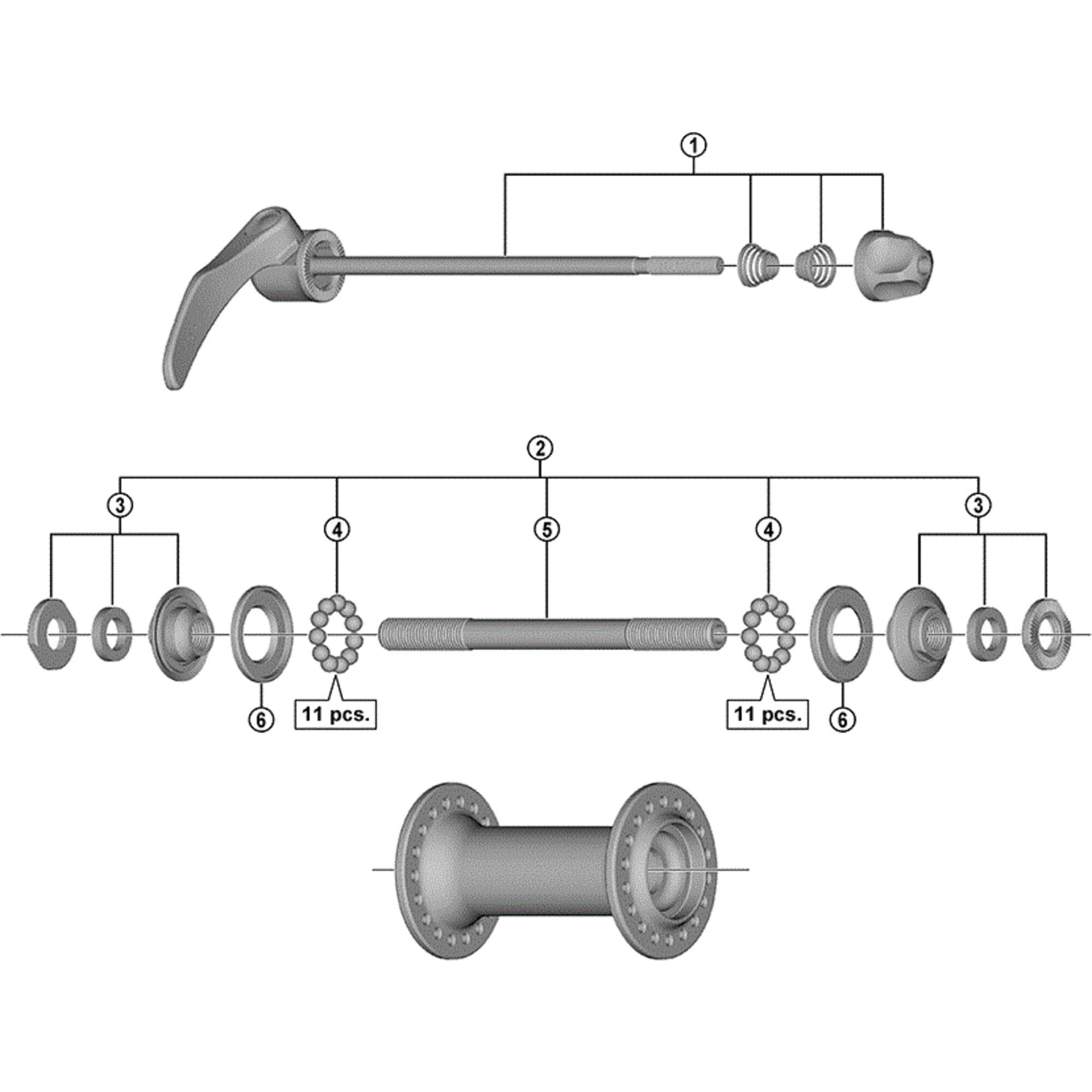 Shimano Spares 3500 complete hub axle 108 mm