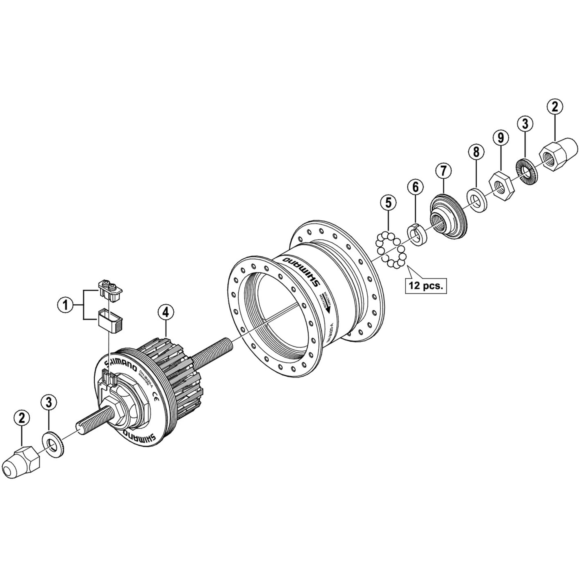 Shimano Spares 3N20A cone with dust seal, M9 x 13 mm