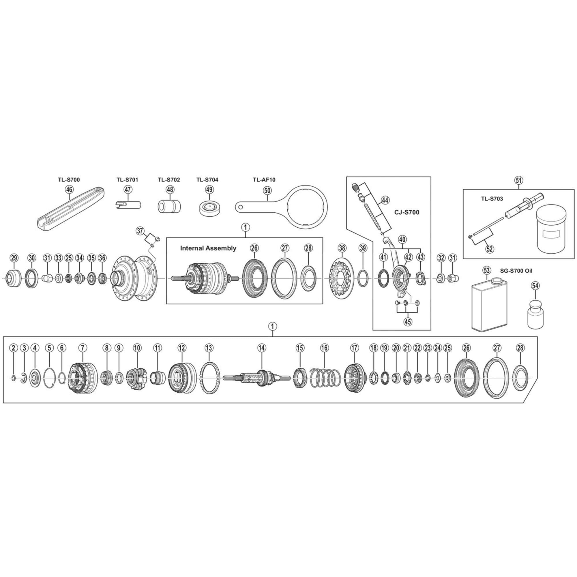Shimano Spares 700 internal assembly, 187 mm