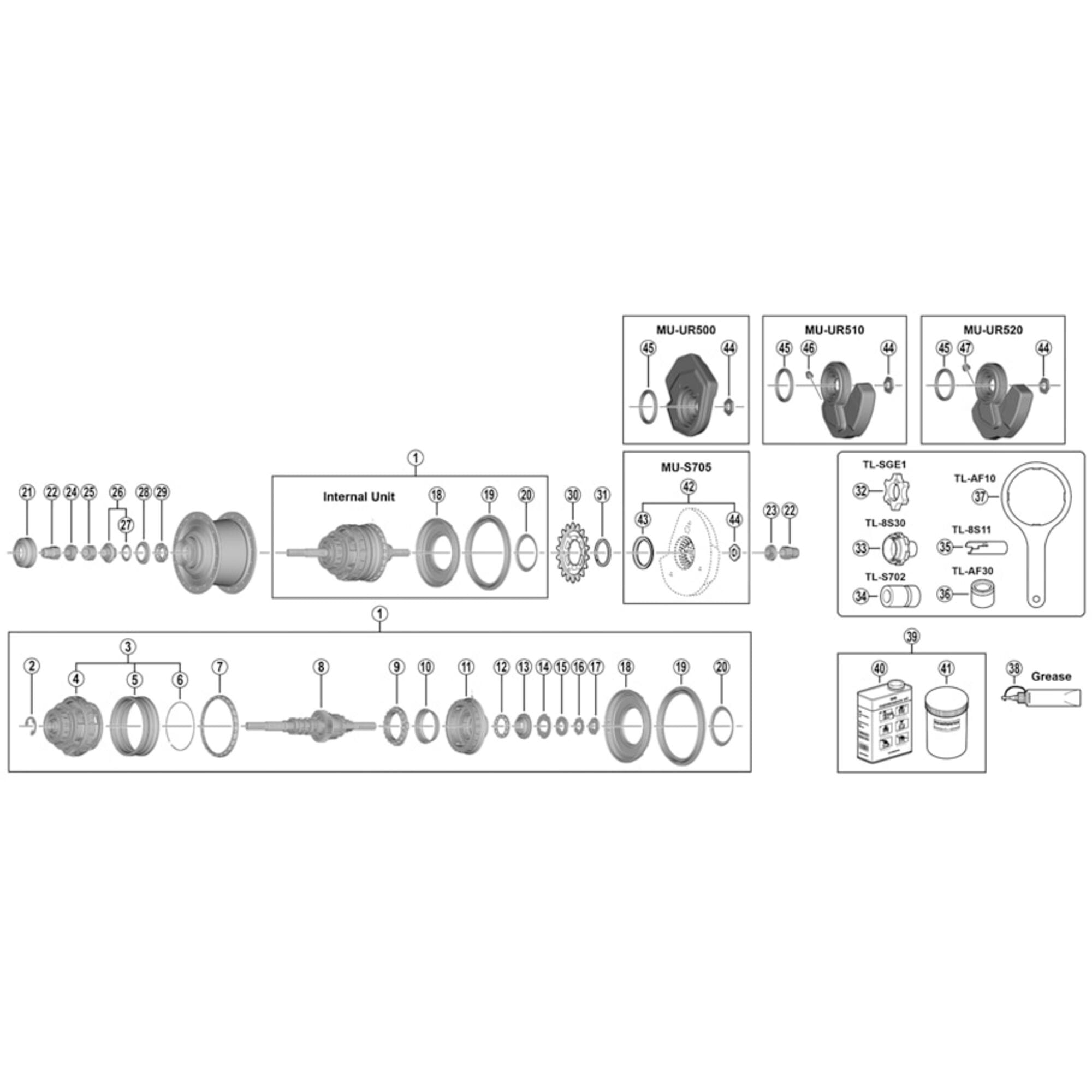 Shimano Spares 8 Internal assembly, 187 mm