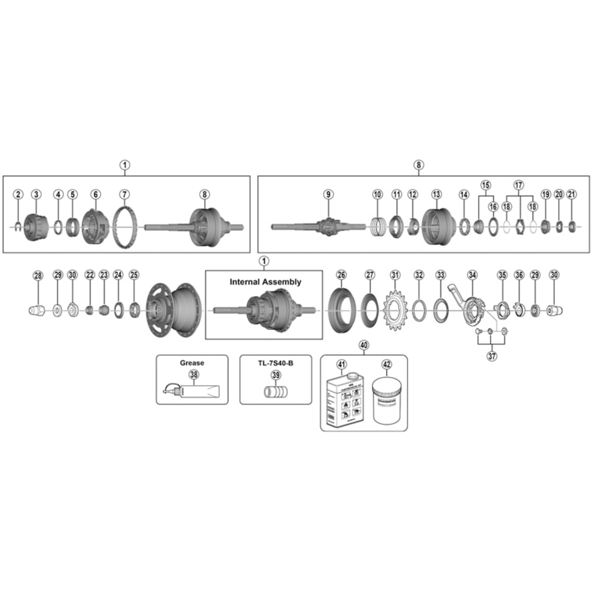 Shimano Spares B Internal assembly, 174 mm