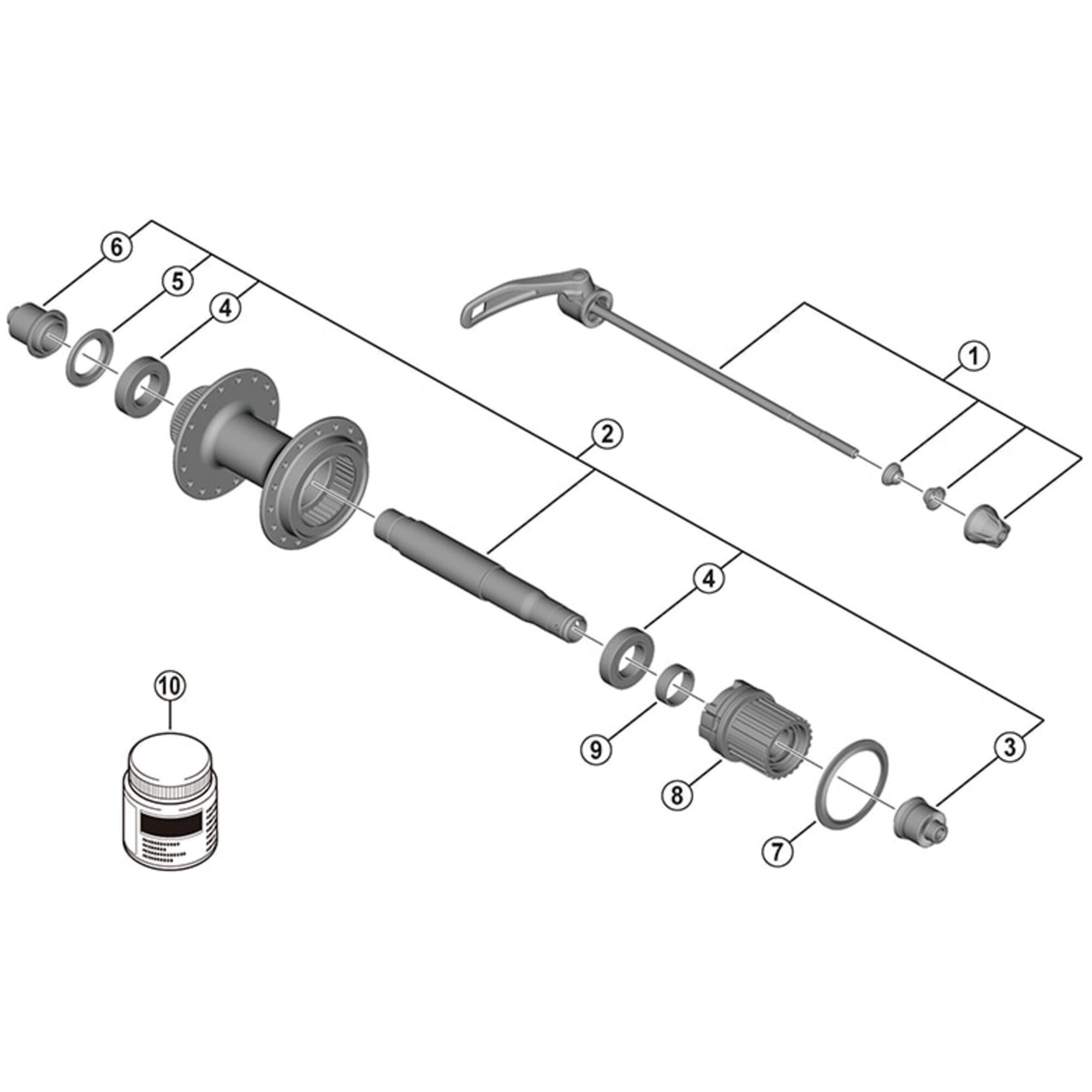 Shimano Spares B complete hub axle