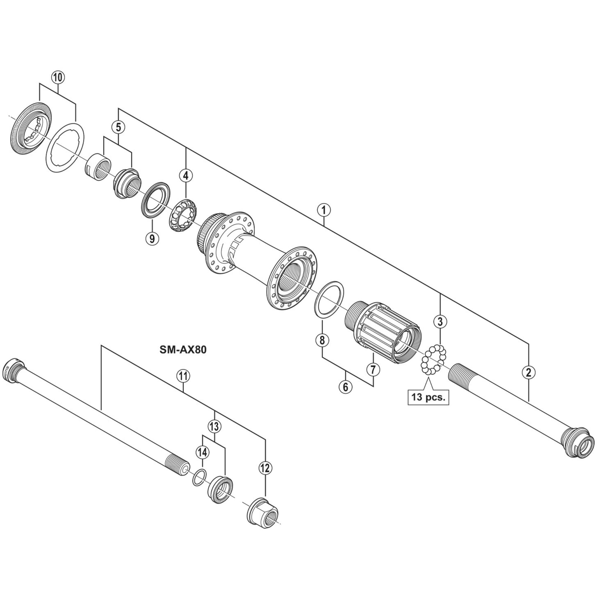 Shimano Spares M825 hub axle 12 mm